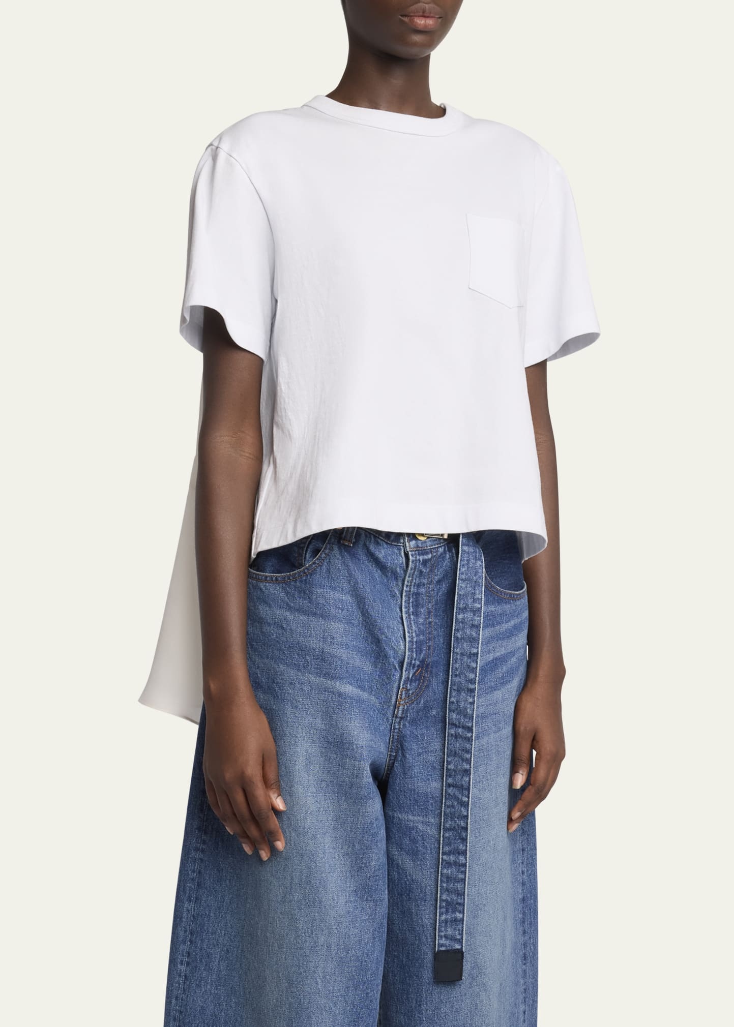 sacai Hybrid High Low T-Shirt | bergdorfgoodman | REVERSIBLE