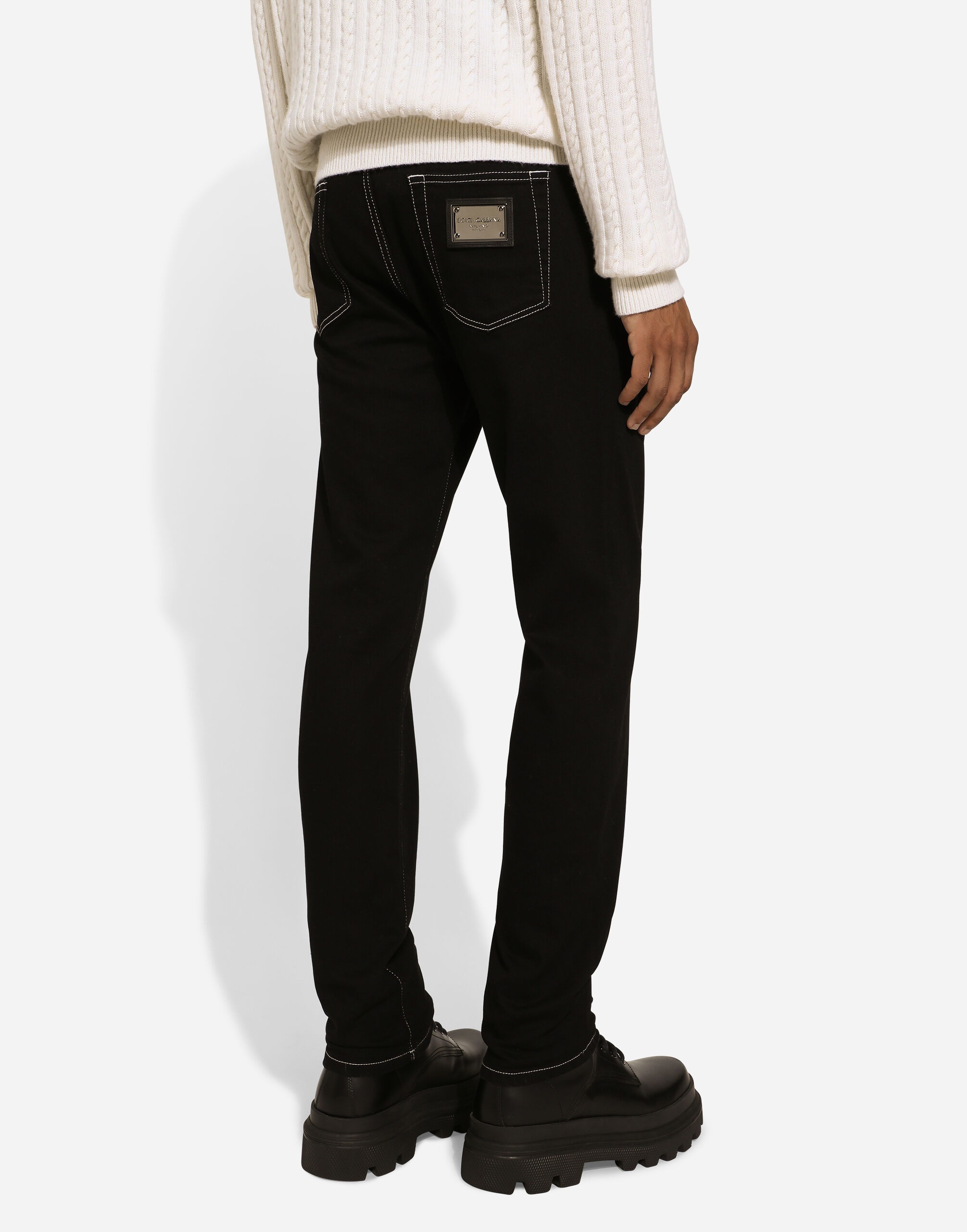 Slim-fit stretch black denim jeans - 4