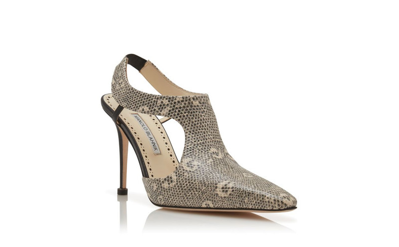 Lizard Print Calf Leather T-Bar Pumps 3
