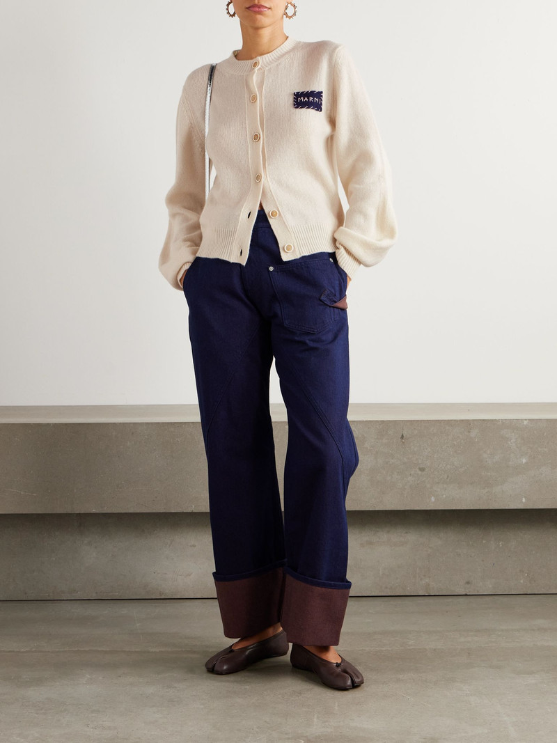 Marni Embroidered cashmere cardigan Cream outlook