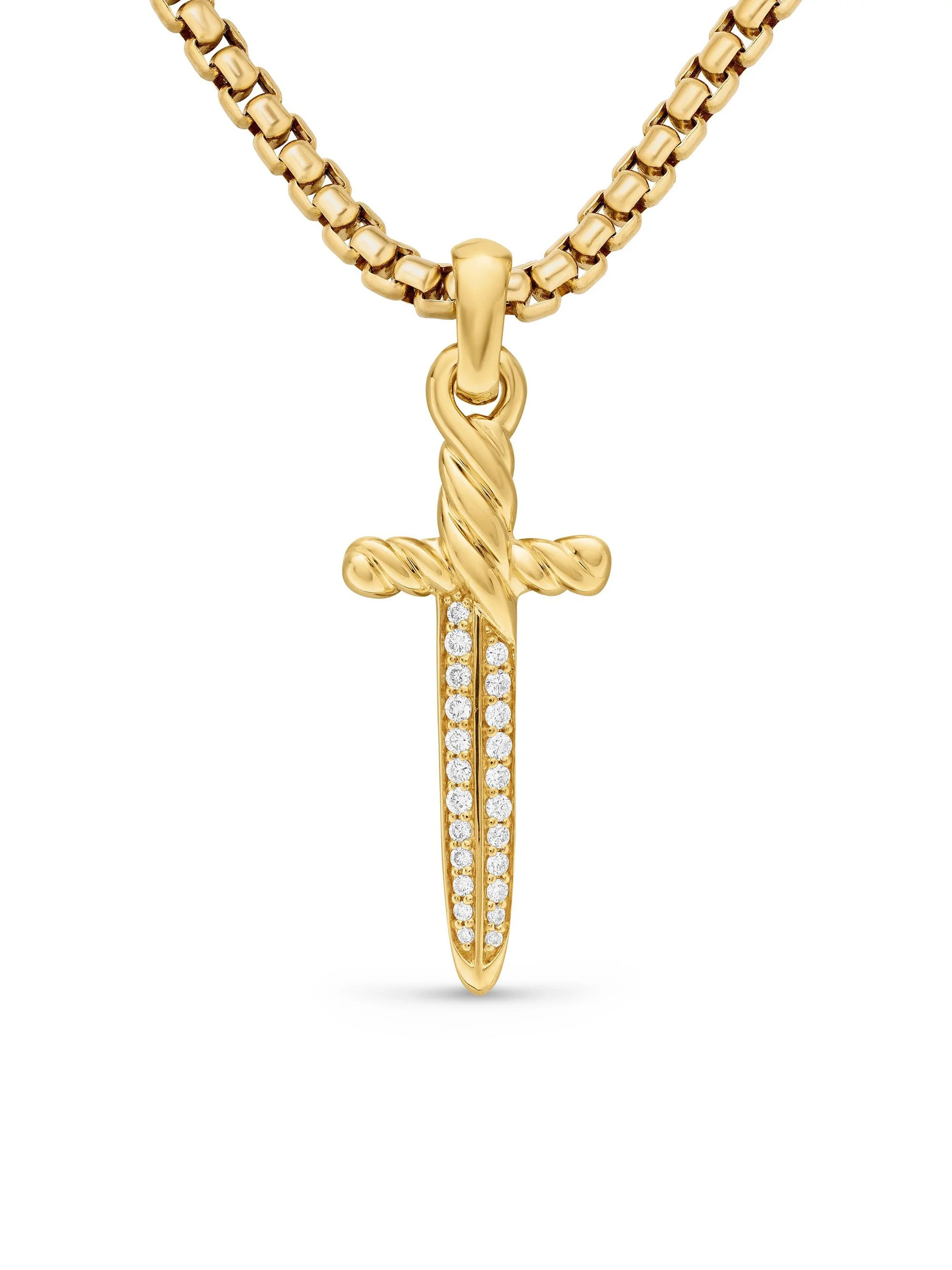 Women's Petrvs Dagger Amulet in 18K Yellow Gold with Diamonds, 31.5mm - Diamond - 1