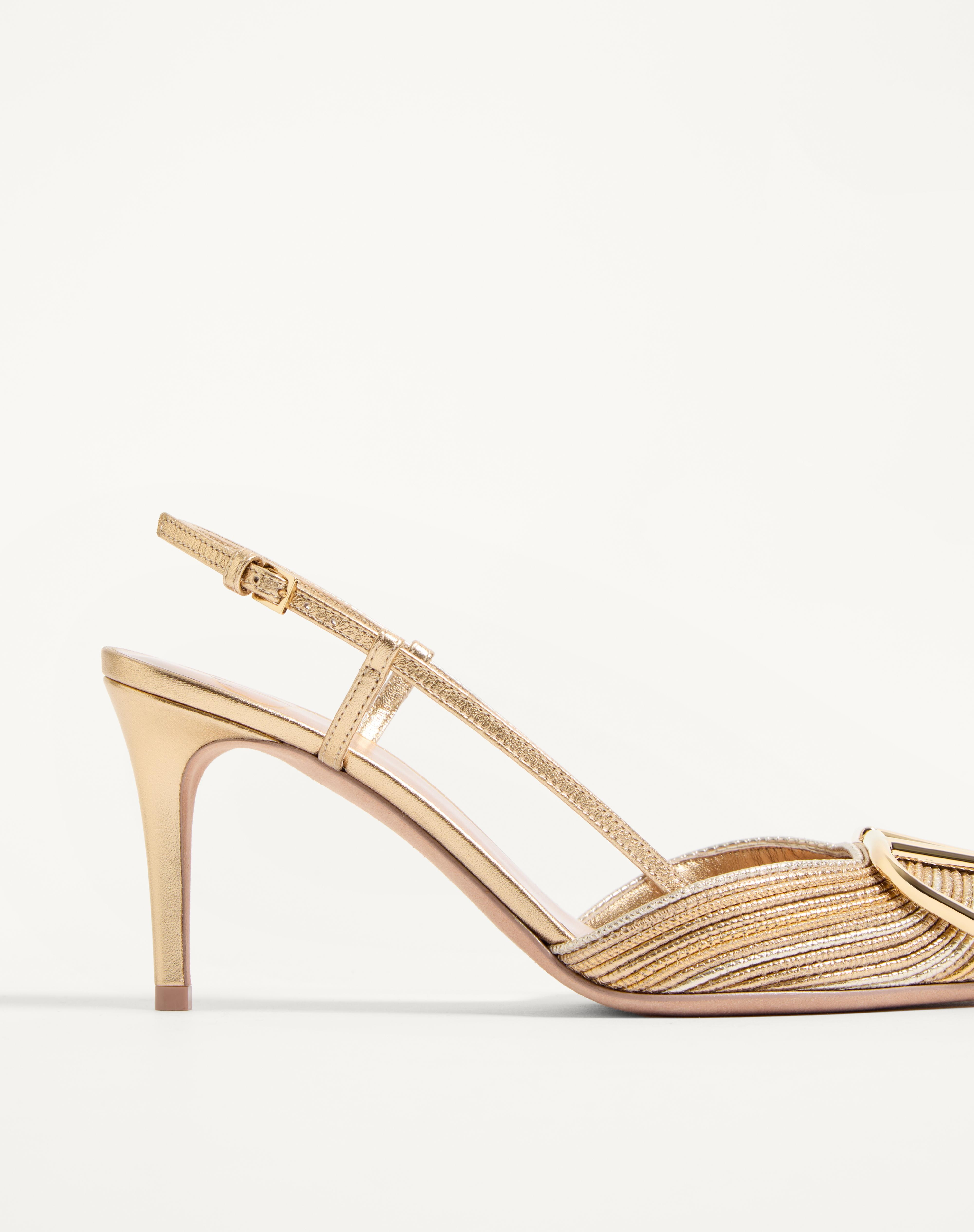 VLOGO SIGNATURE METALLIC SLINGBACK PUMPS WITH CORNELY EMBROIDERY 80MM - 7