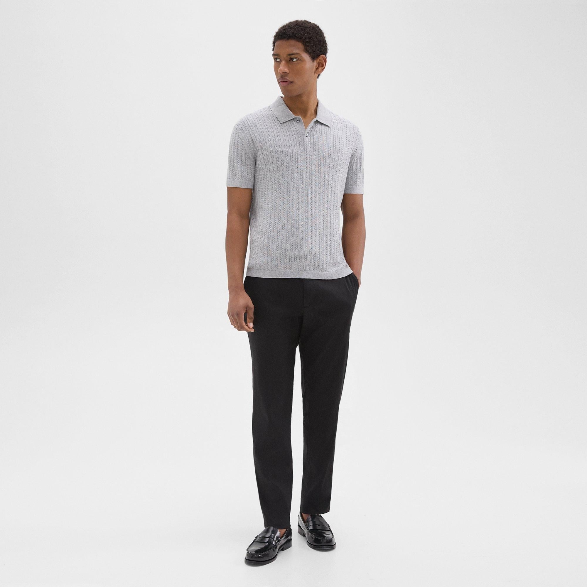 Cable Knit Polo in Cotton - 6