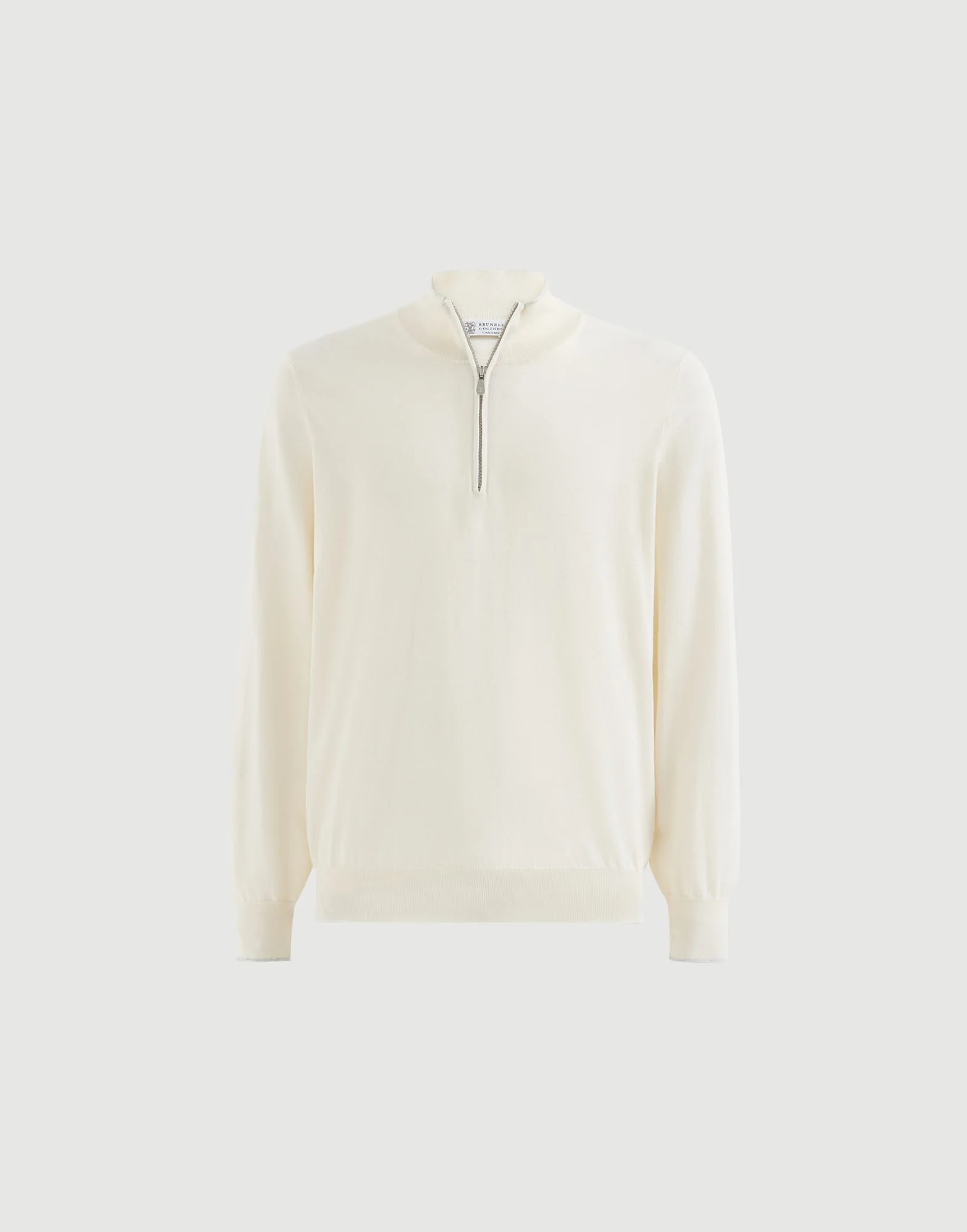 Sea Island cotton and cashmere lightweight sweater with half zip - 1