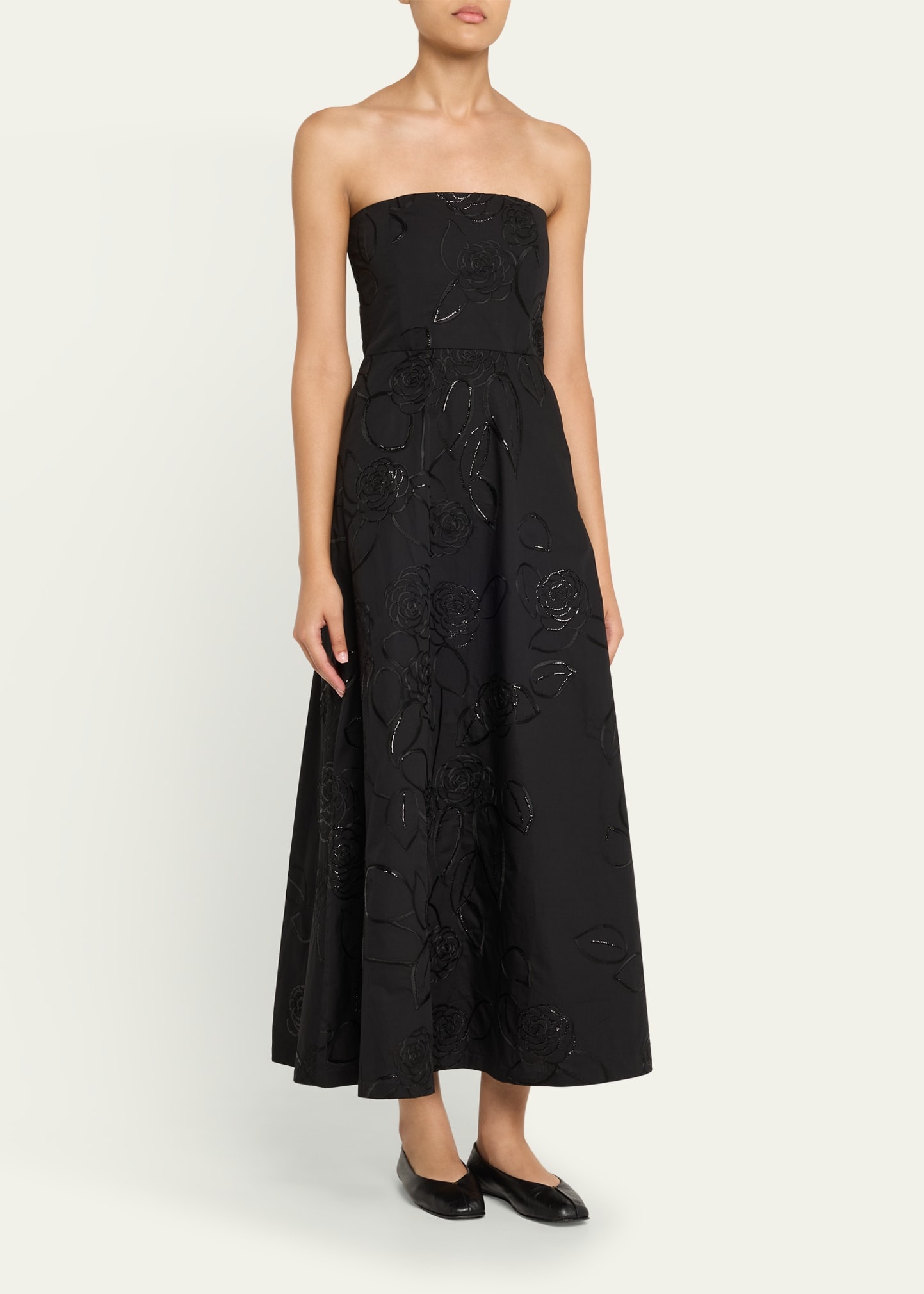 Odette Strapless Camelia Sequined Midi Dress - 4