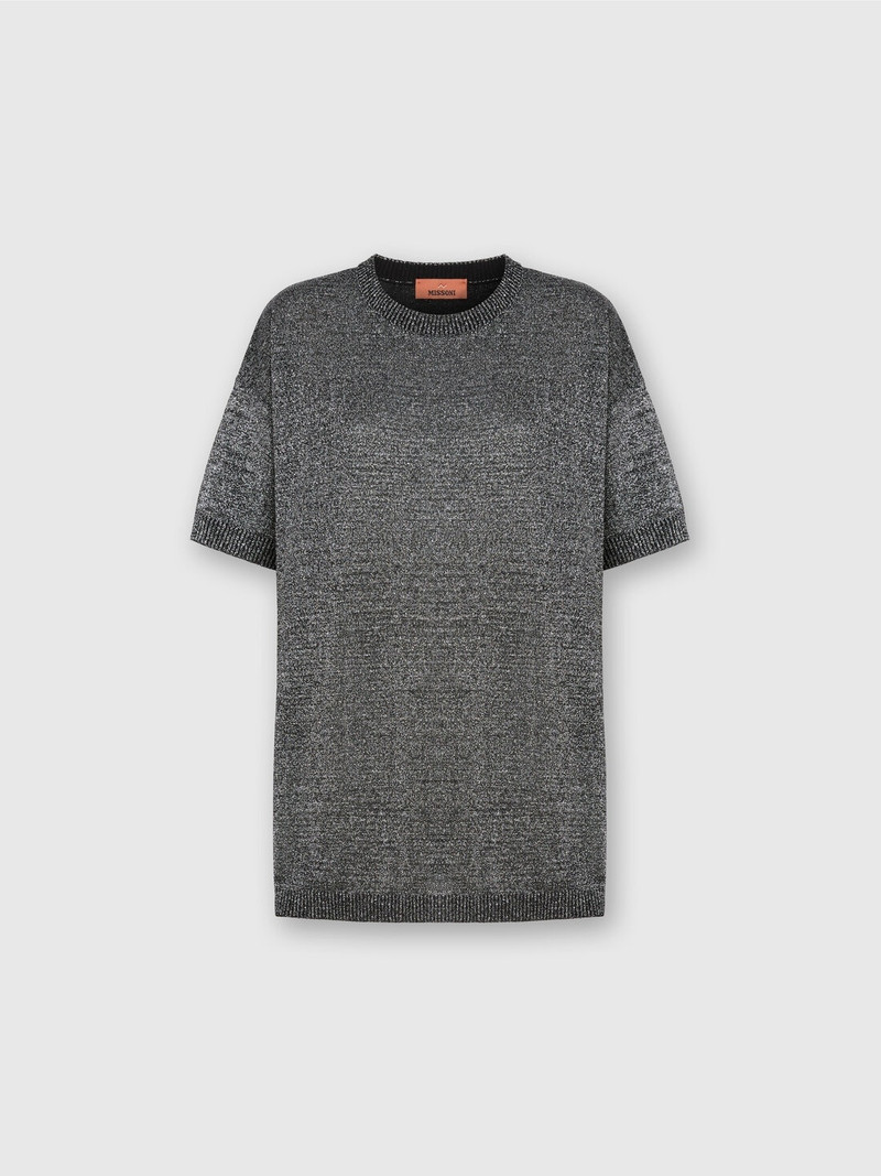 Boxy Crew Neck Sweater in Lamé 1