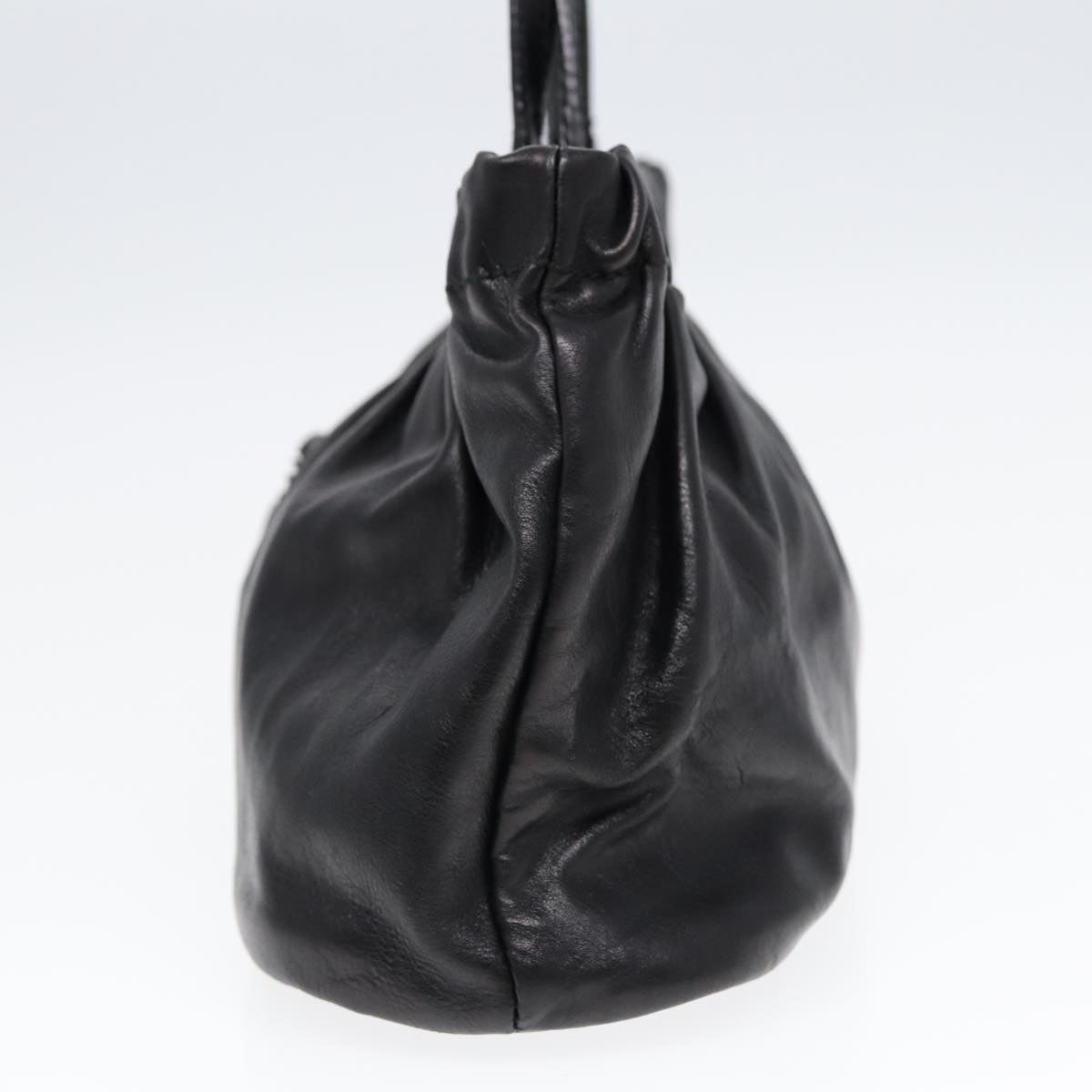 GUCCI Hand Bag Leather Black Gold - 5