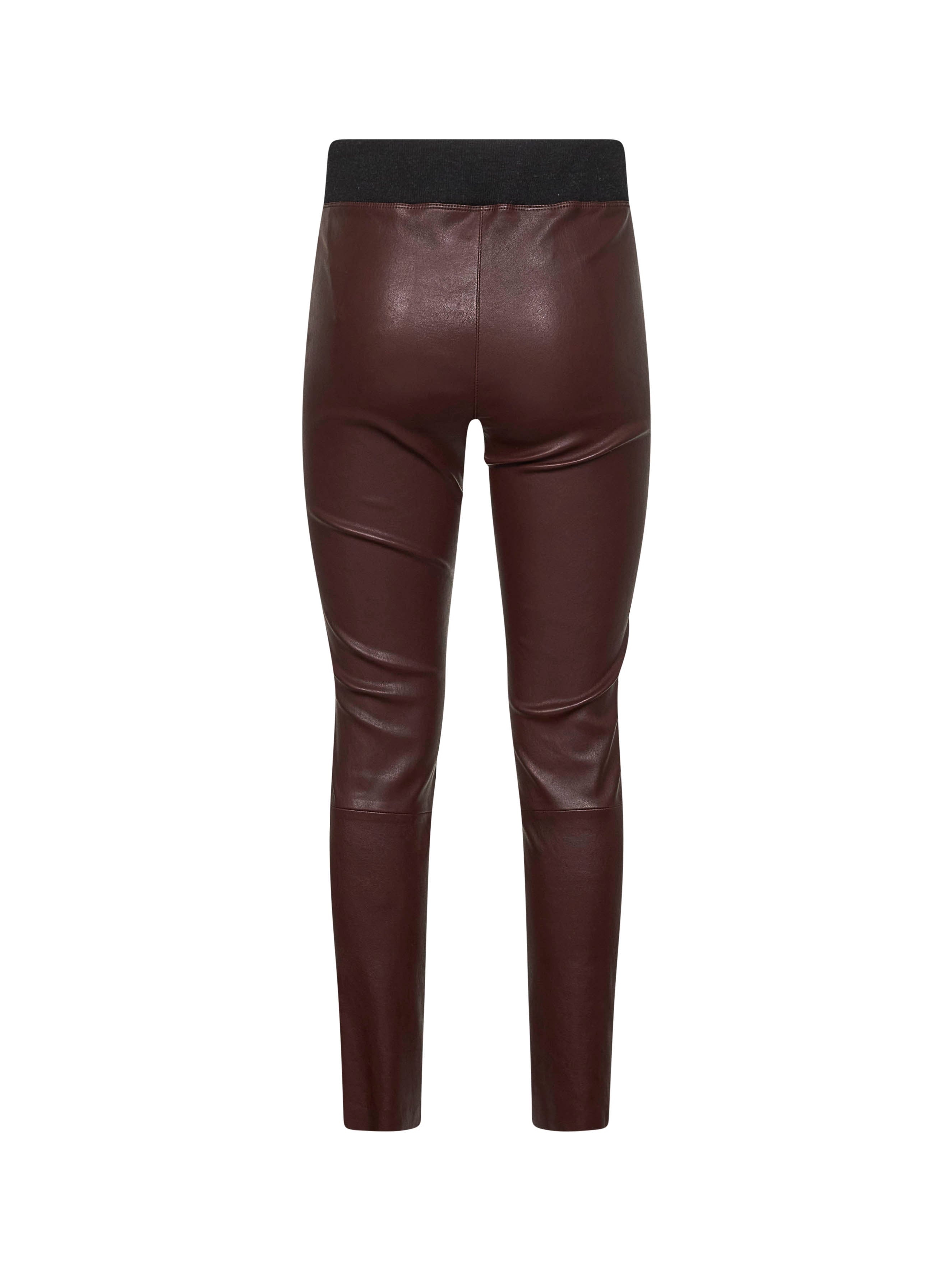 Burgundy stretch nappa leggings - 2