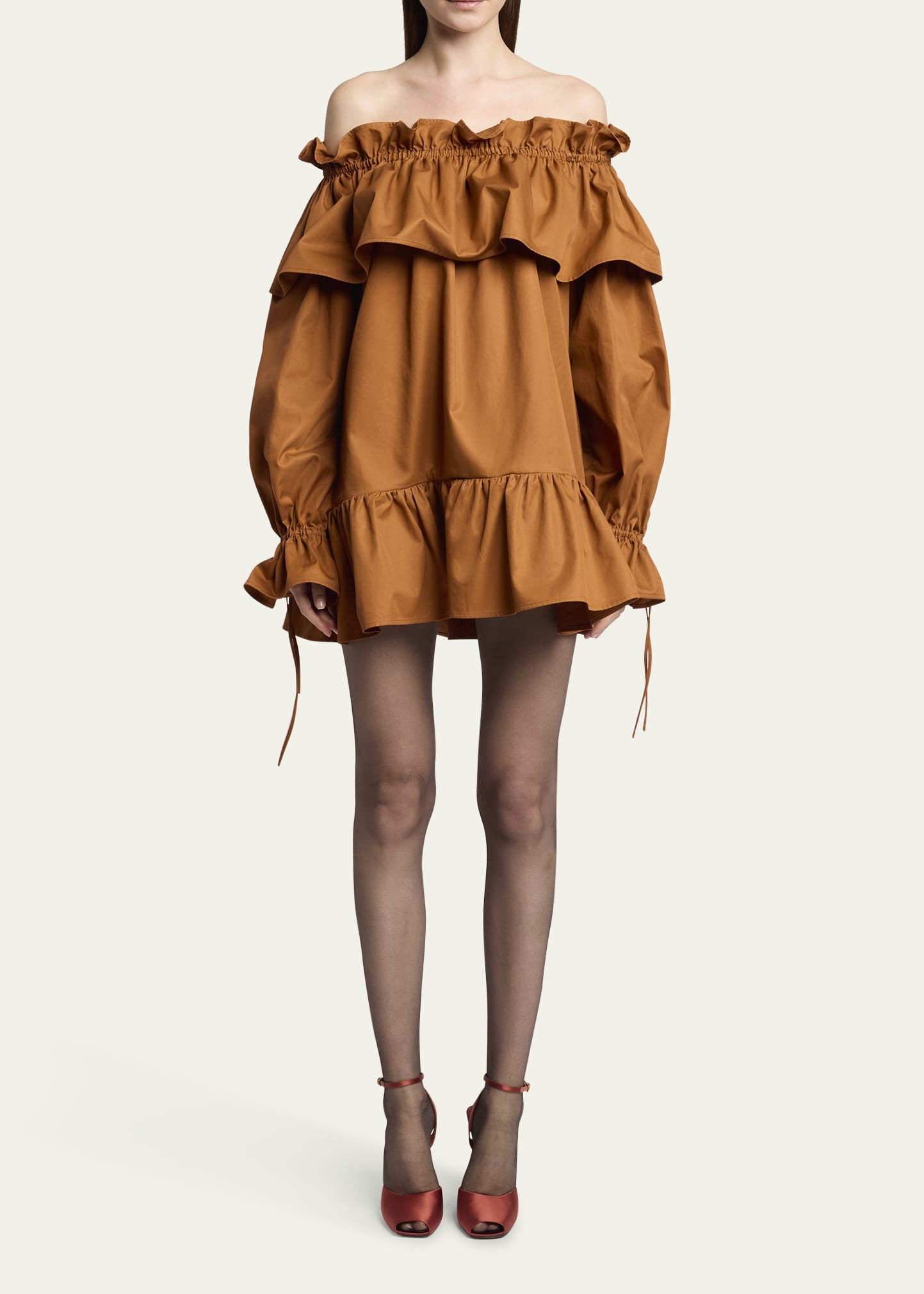 Off-Shoulder Ruffled Mini Dress - 2