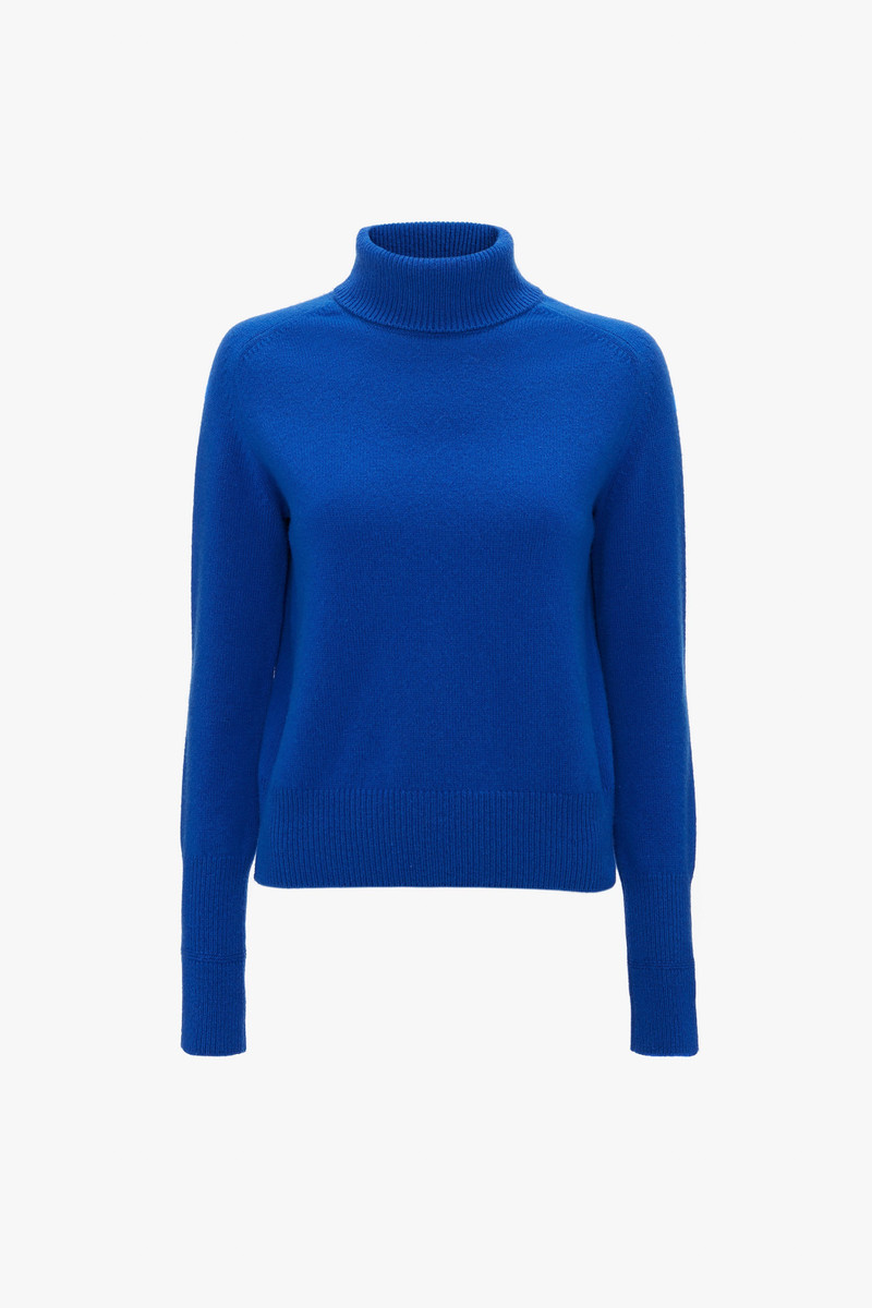 Polo Neck Jumper In Sapphire Blue 1