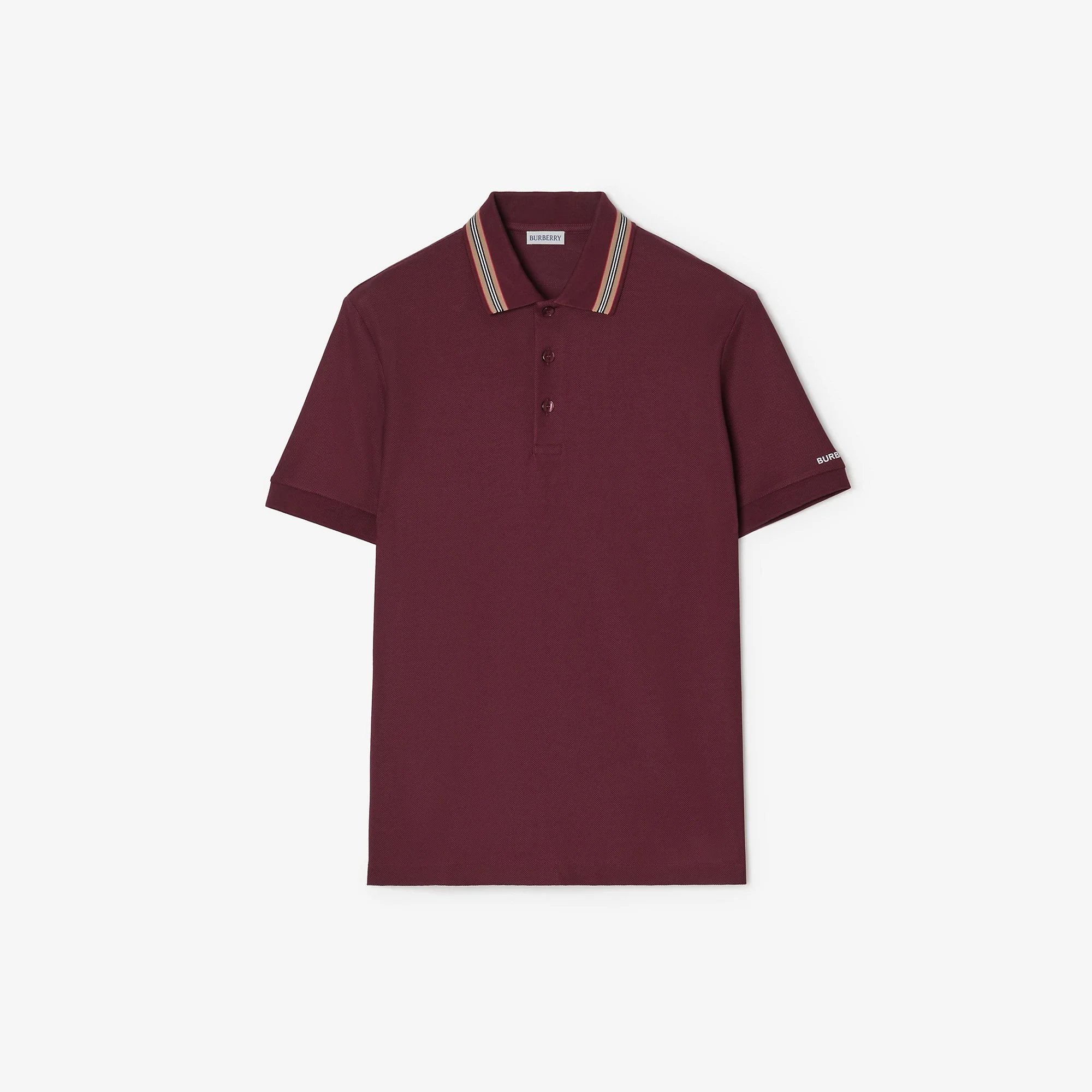 Icon Stripe Trim Cotton Polo Shirt - 1
