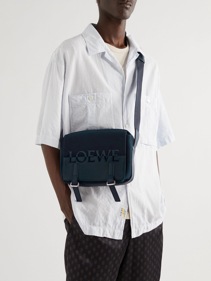 Loewe Military XS Leather-Trimmed Canvas Messenger Bag Navy outlook