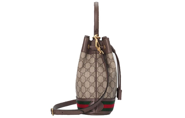 (WMNS) Gucci Ophidia Logo Stripe Webbing Canvas Drawstring handbag Small / Brown Classic 550621-96I3 - 4