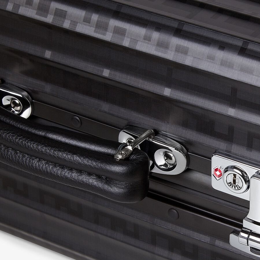 Black aluminum trolley case with leather details - 5