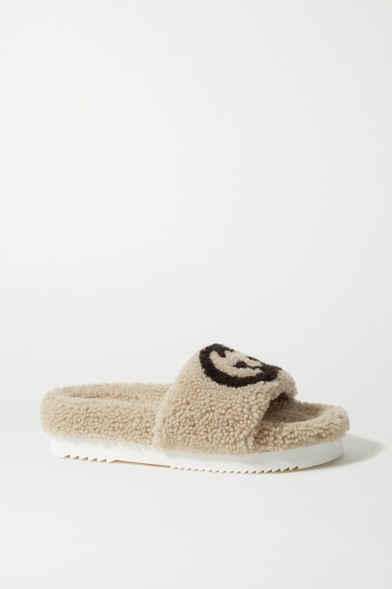 Eileen logo-print shearling slides - 1
