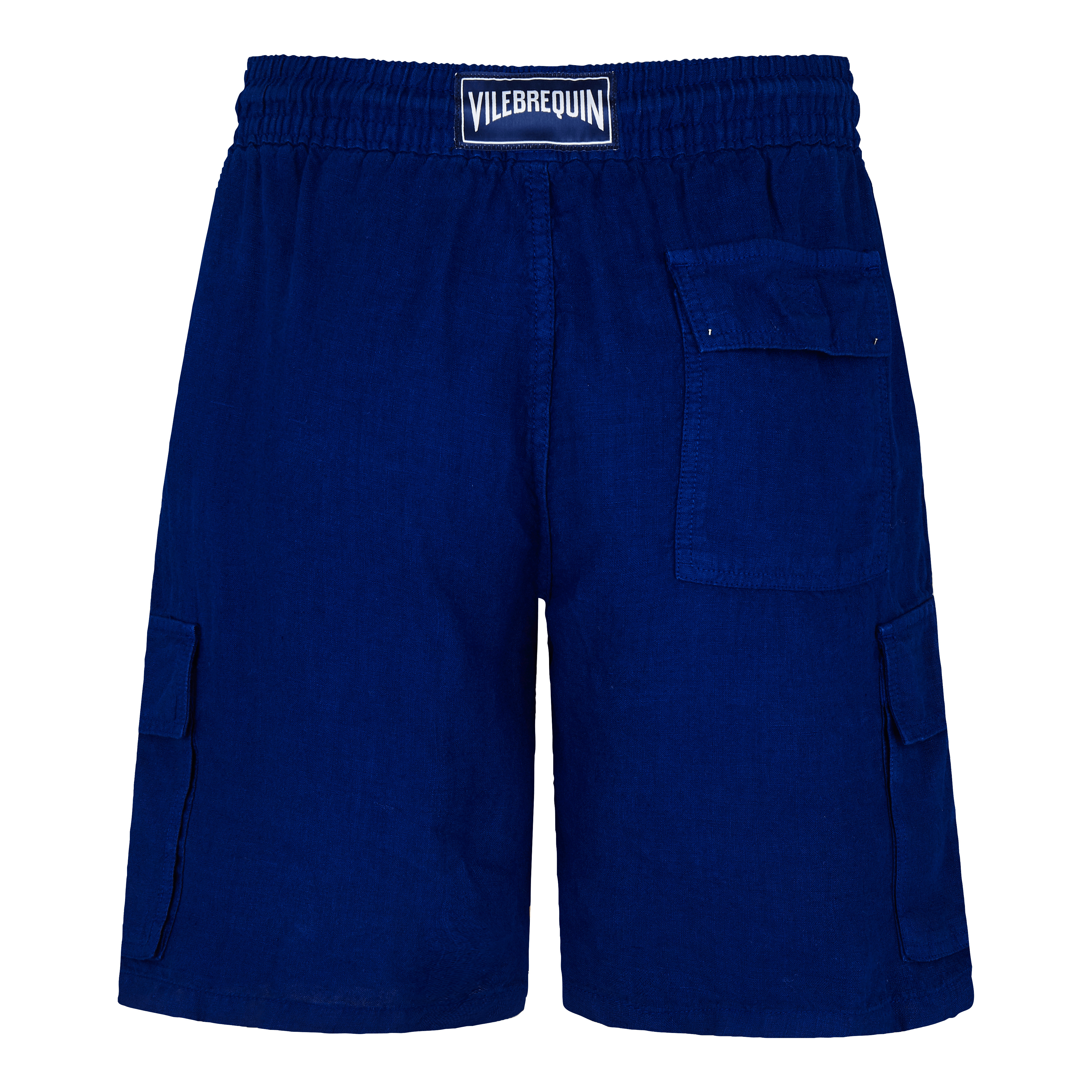 Men Linen Bermuda Shorts Cargo Pockets - 2