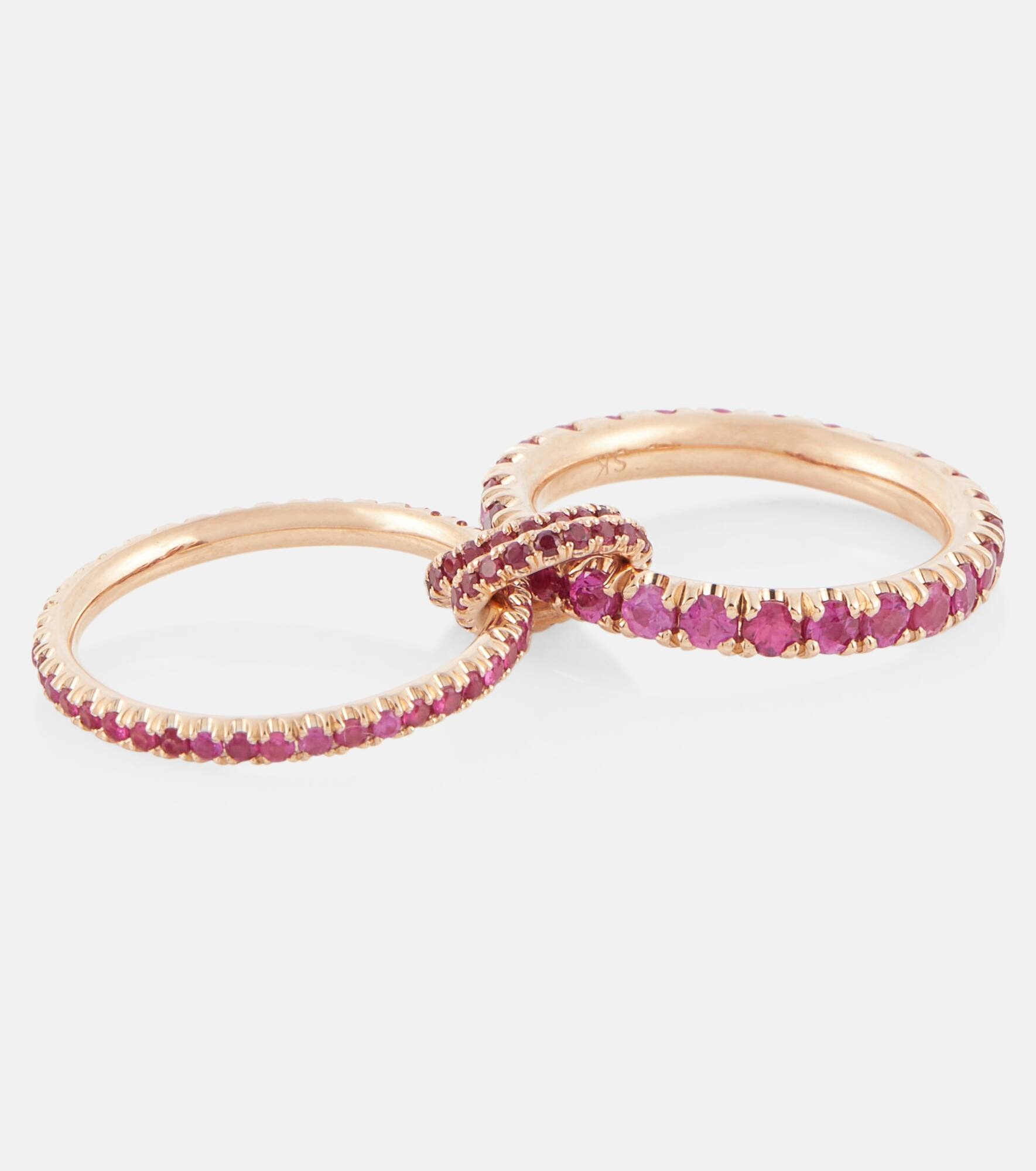 Delphinus Rouge Petite Deux 18kt gold ring with sapphires and rubies - 6