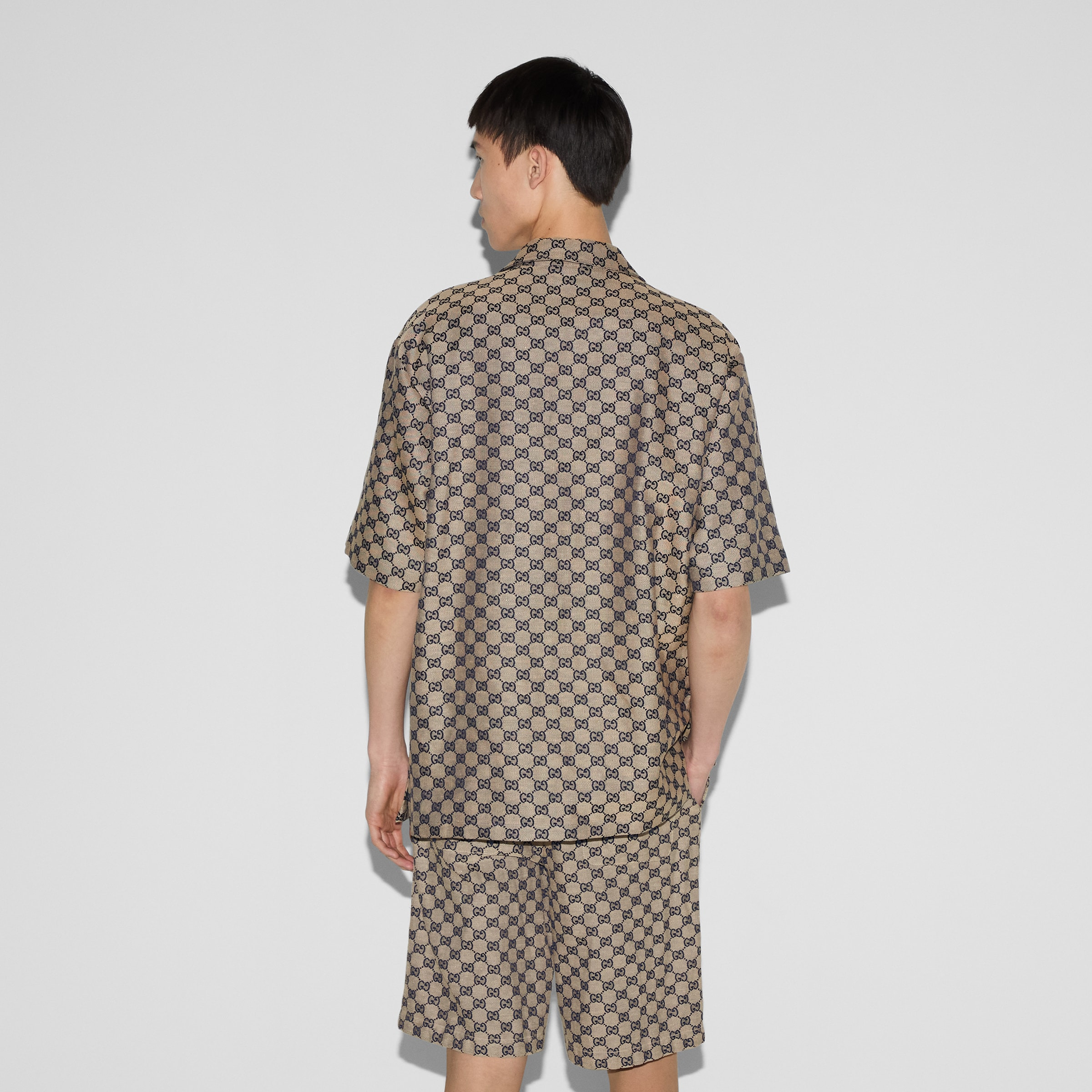 GG linen blend canvas shirt - 4