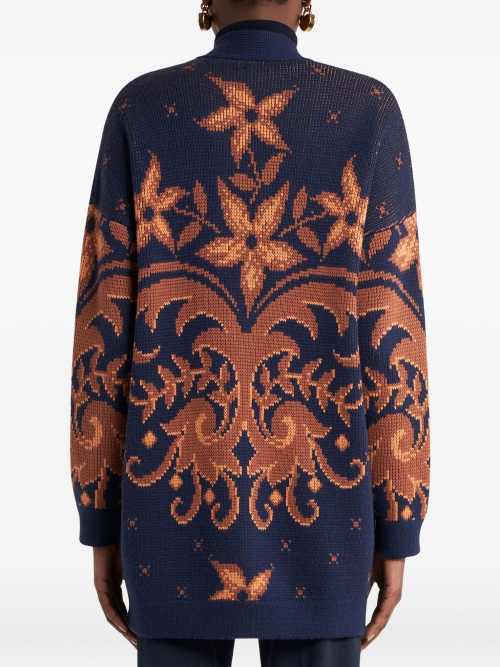 wool jacquard cardigan - 3