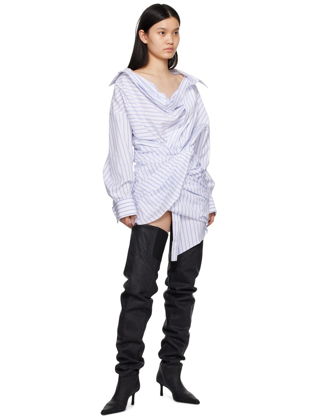 Gray Viola Denim Boots - 5