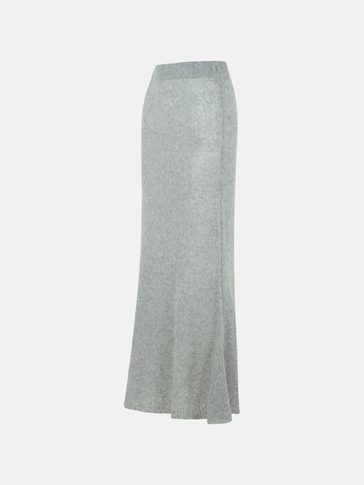 'KELSY' LONG SKIRT IN GREY SILK BLEND - 2