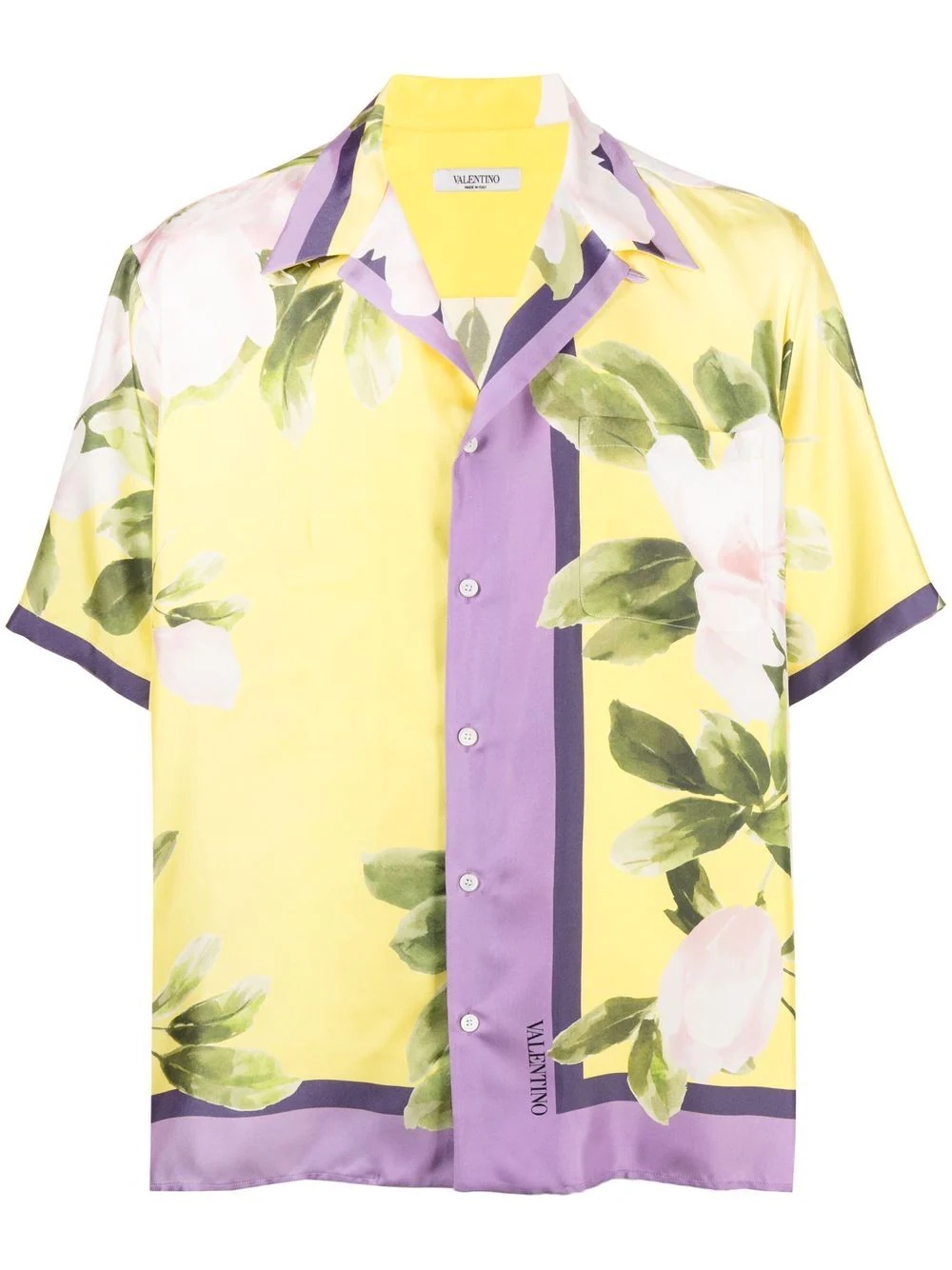 flora-print short-sleeve shirt - 1