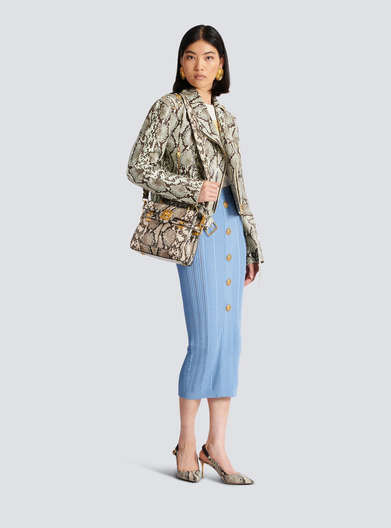 Balmain B-Buzz 23 snakeskin-effect leather bag outlook
