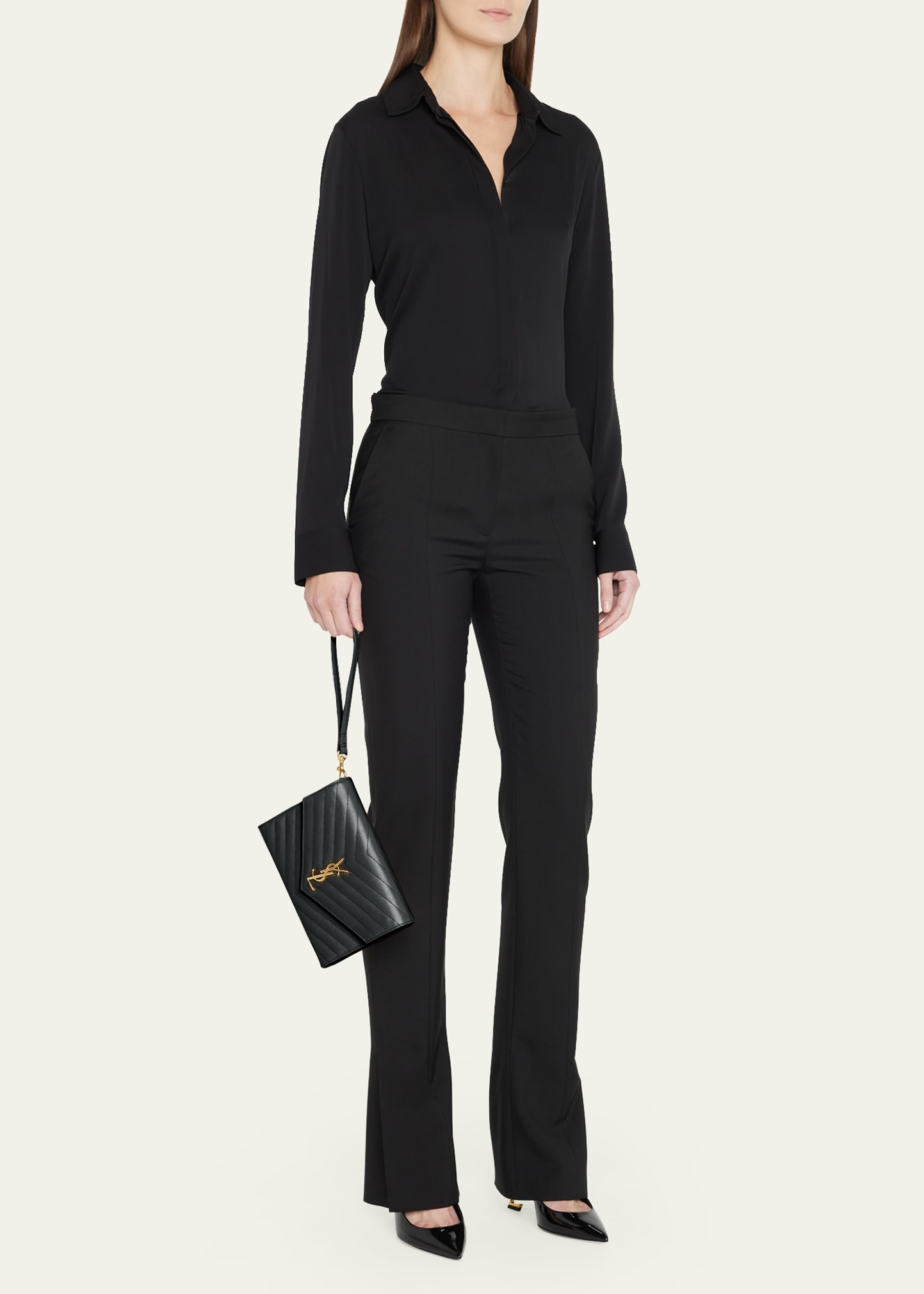 YSL Monogram Grain de Poudre Clutch Bag - 6