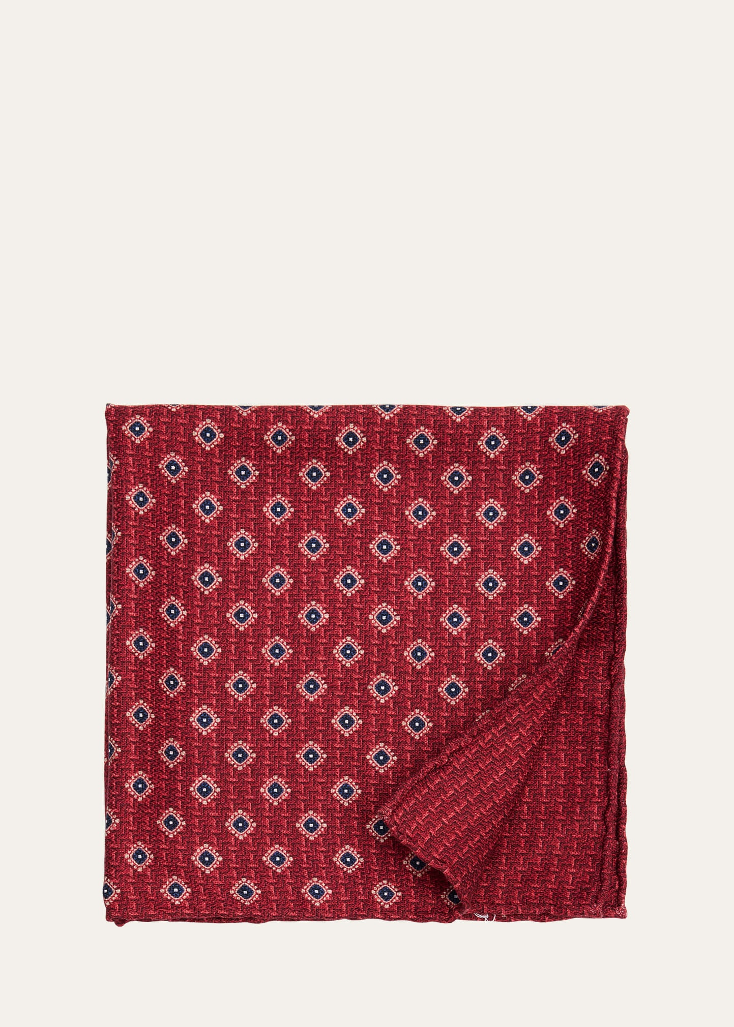 Men's Medallion-Print Silk Pocket Square - 1