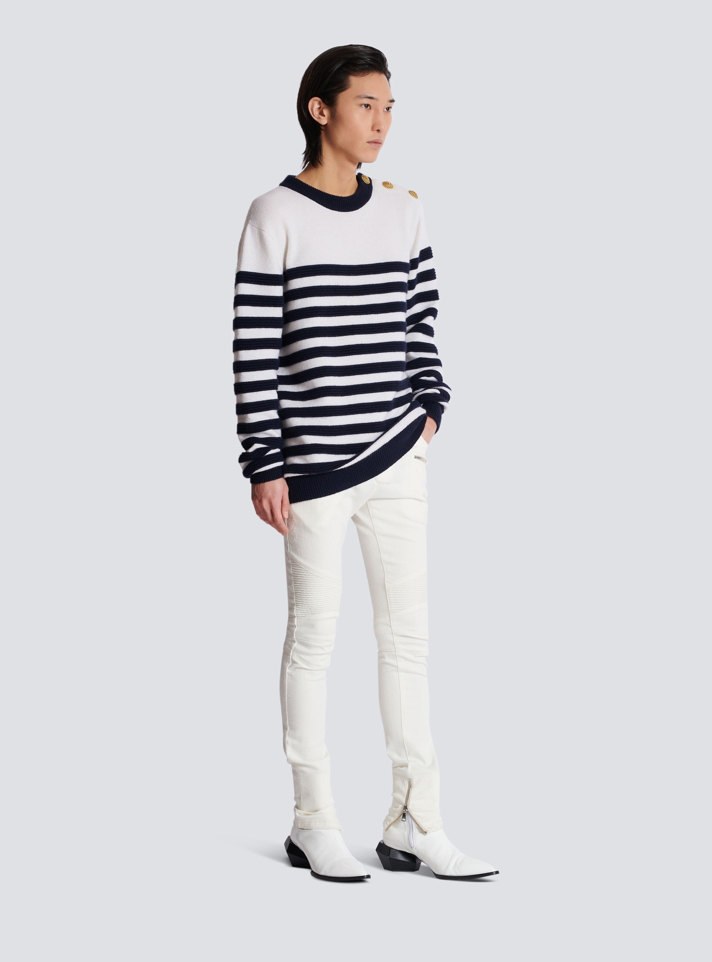 Striped cashmere jumper - 3