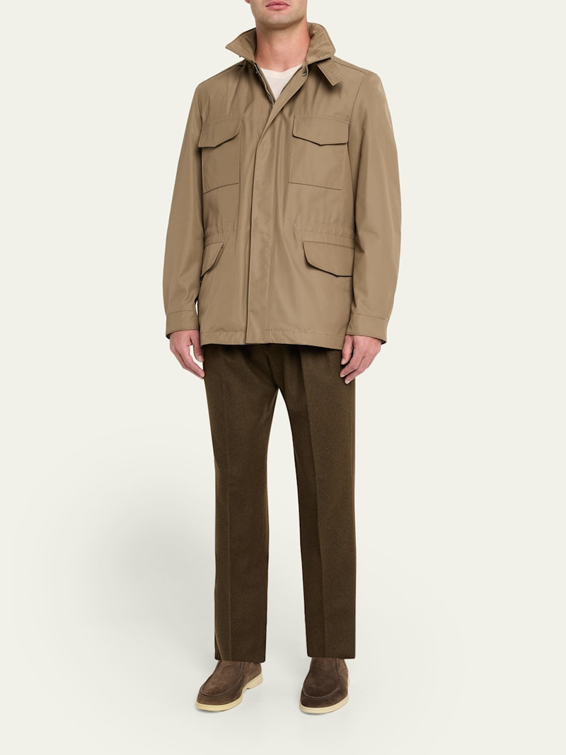 Loro Piana Men's Stafford Virgin Wool and Cashmere Pleated Pants outlook