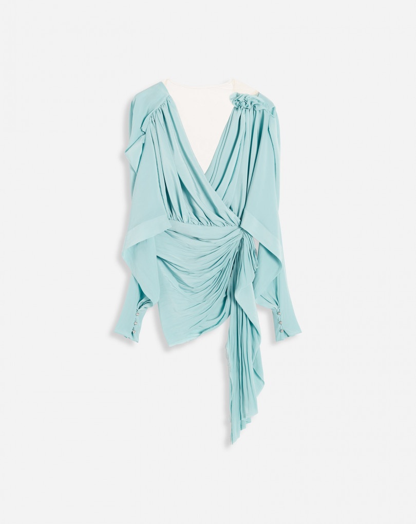 LONG-SLEEVE DRAPED TOP - 1