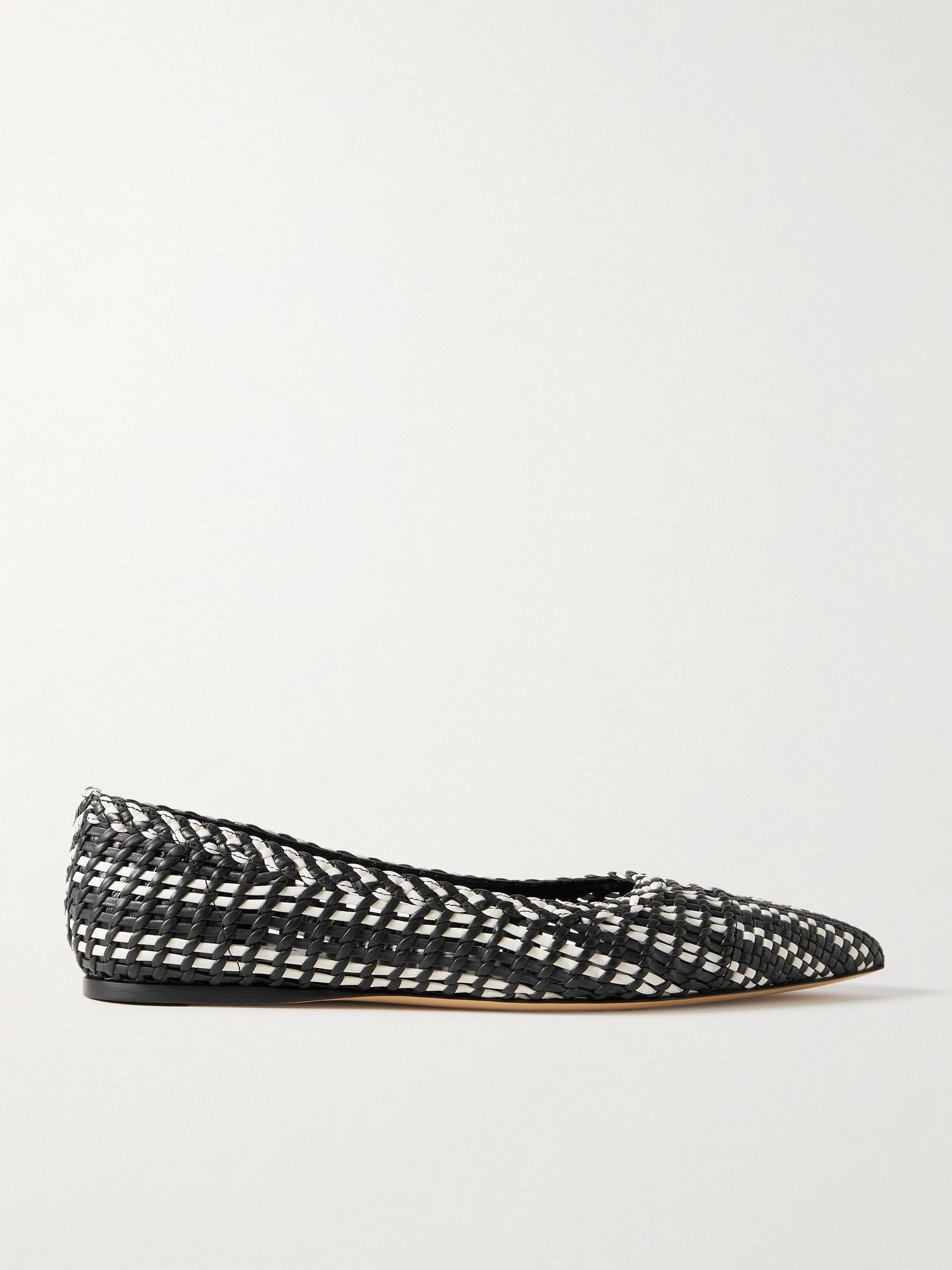 Aurora two-tone woven leather ballet flats Black - 1