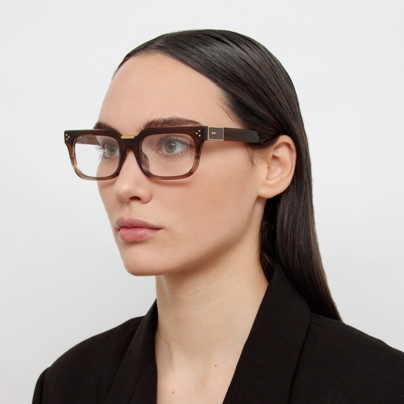 LINDA FARROW YOAN ANGULAR OPTICAL FRAME IN CARAMEL HORN outlook