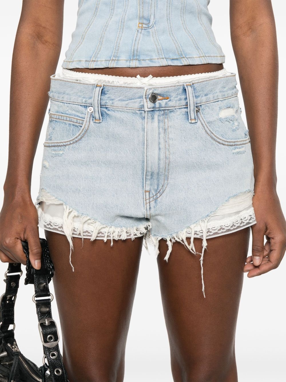 Cutoff silk-layer shorts - 5