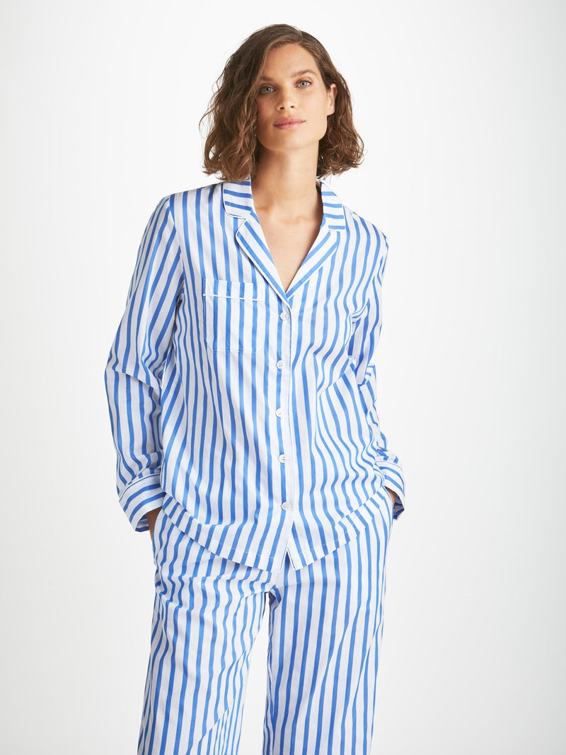 Women's Pajamas Capri 23 Cotton Batiste Blue - 2