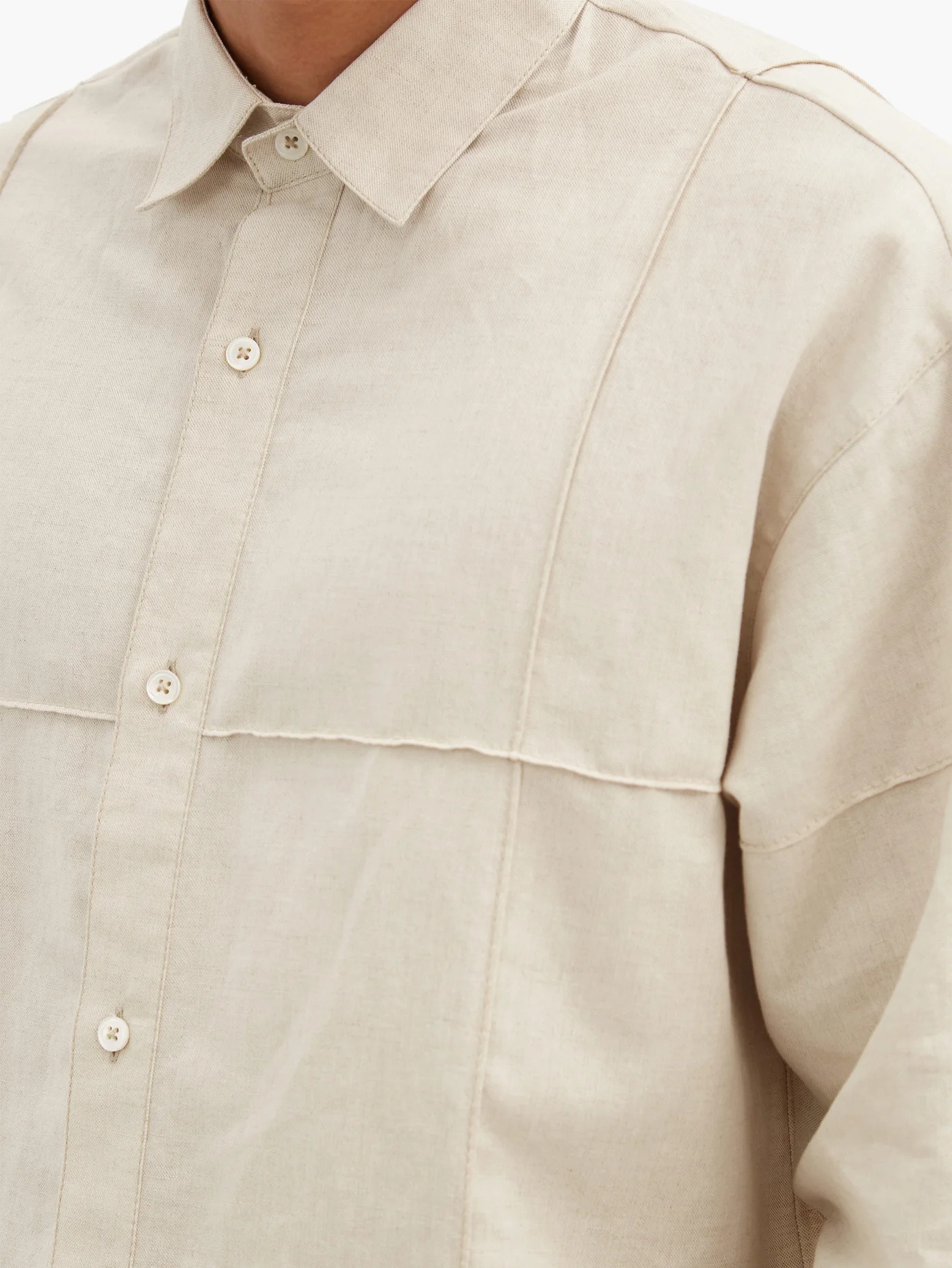 Pintucked-seam cotton-blend canvas shirt - 3