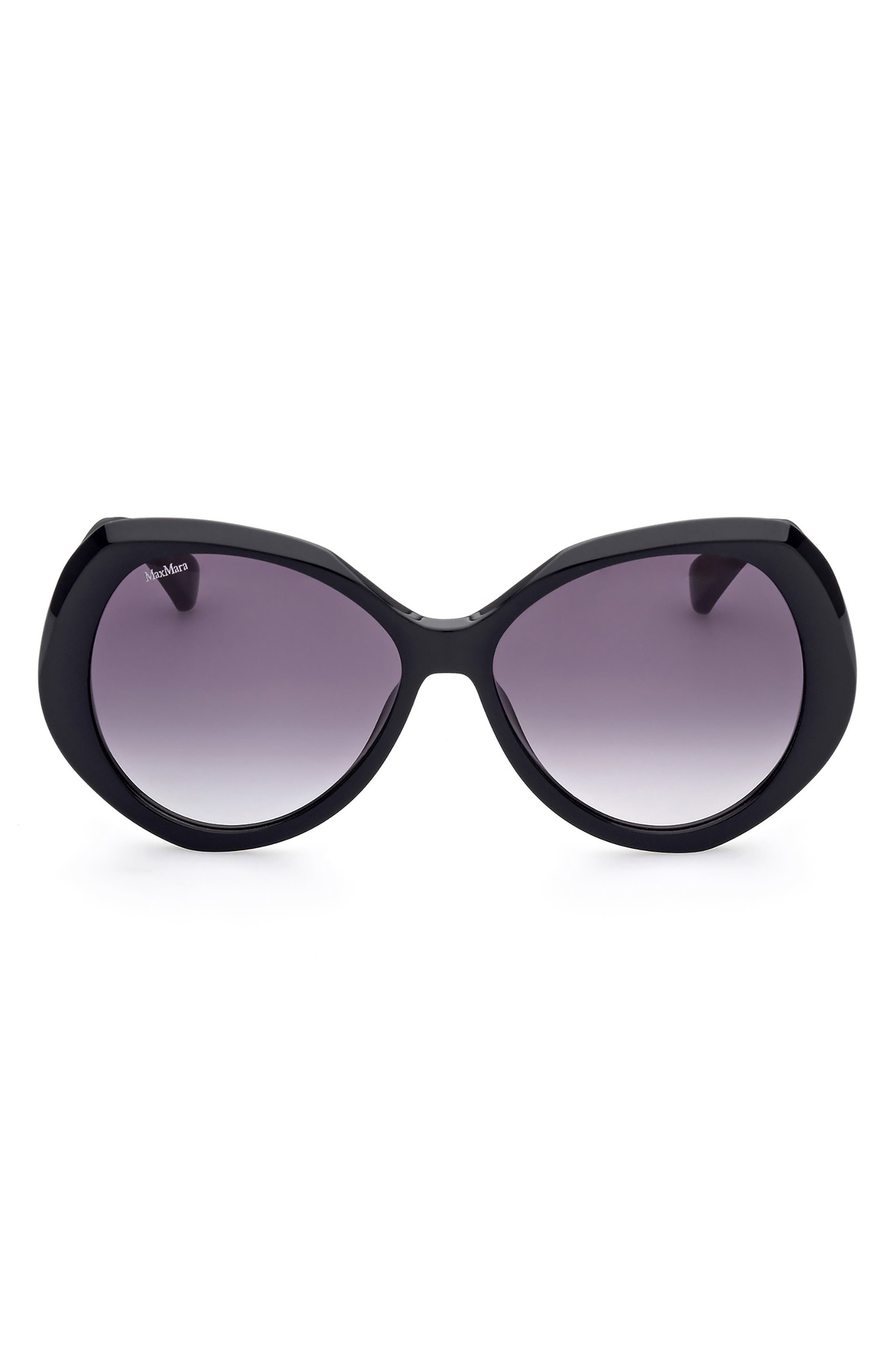 59mm Gradient Geometric Sunglasses in Shiny Black /Gradient Smoke - 1