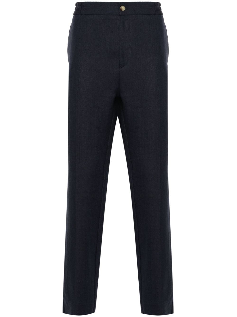 herringbone linen trousers - 1