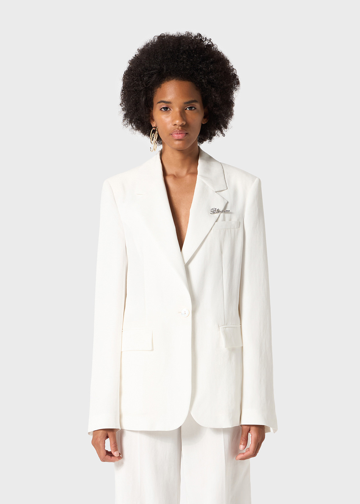 GABARDINE SINGLE-BREASTED JACKET WITH LOGO PIN - 3