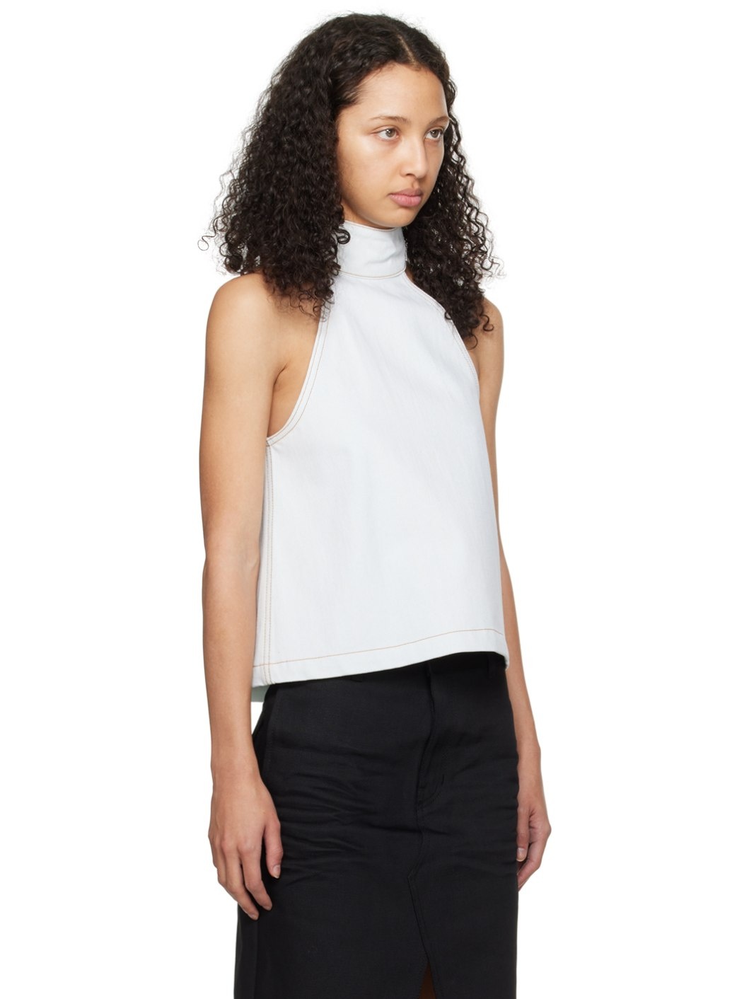 Blue Halter Neck Denim Tank Top - 2