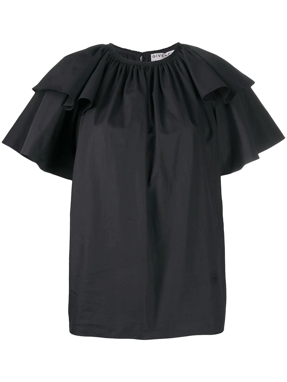 black ruffle cotton blouse - 1