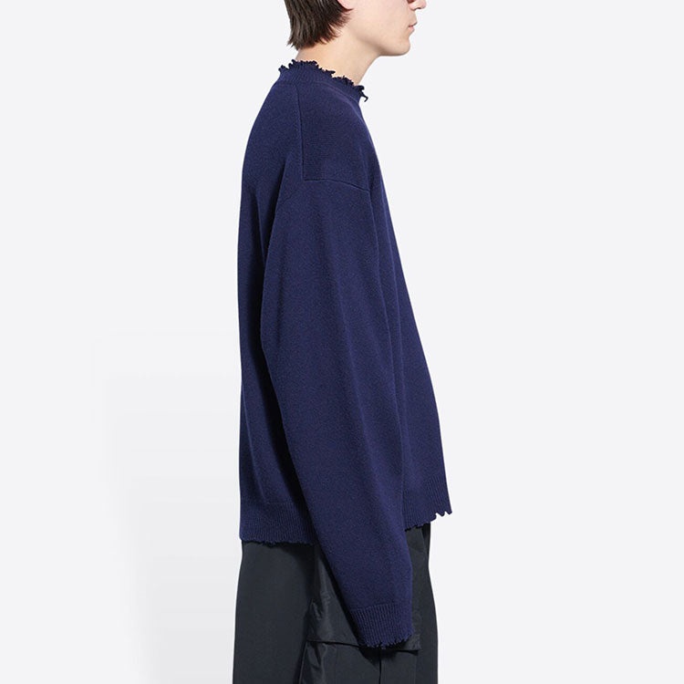 Balenciaga Double B Highneck Wool Knit Sweater 'Blue' 682010T16274011 - 5