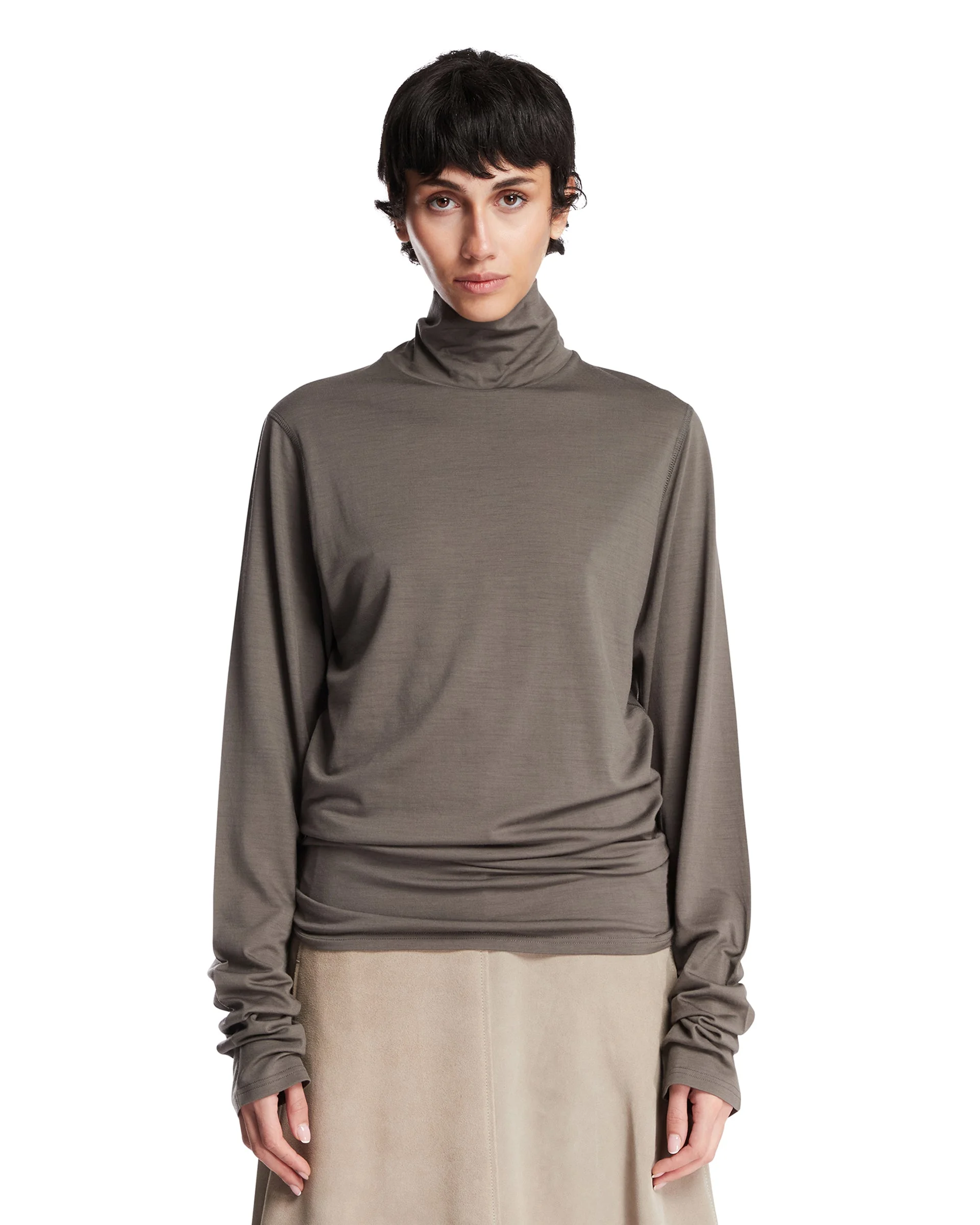 Gray Wool Turtleneck Top - 1