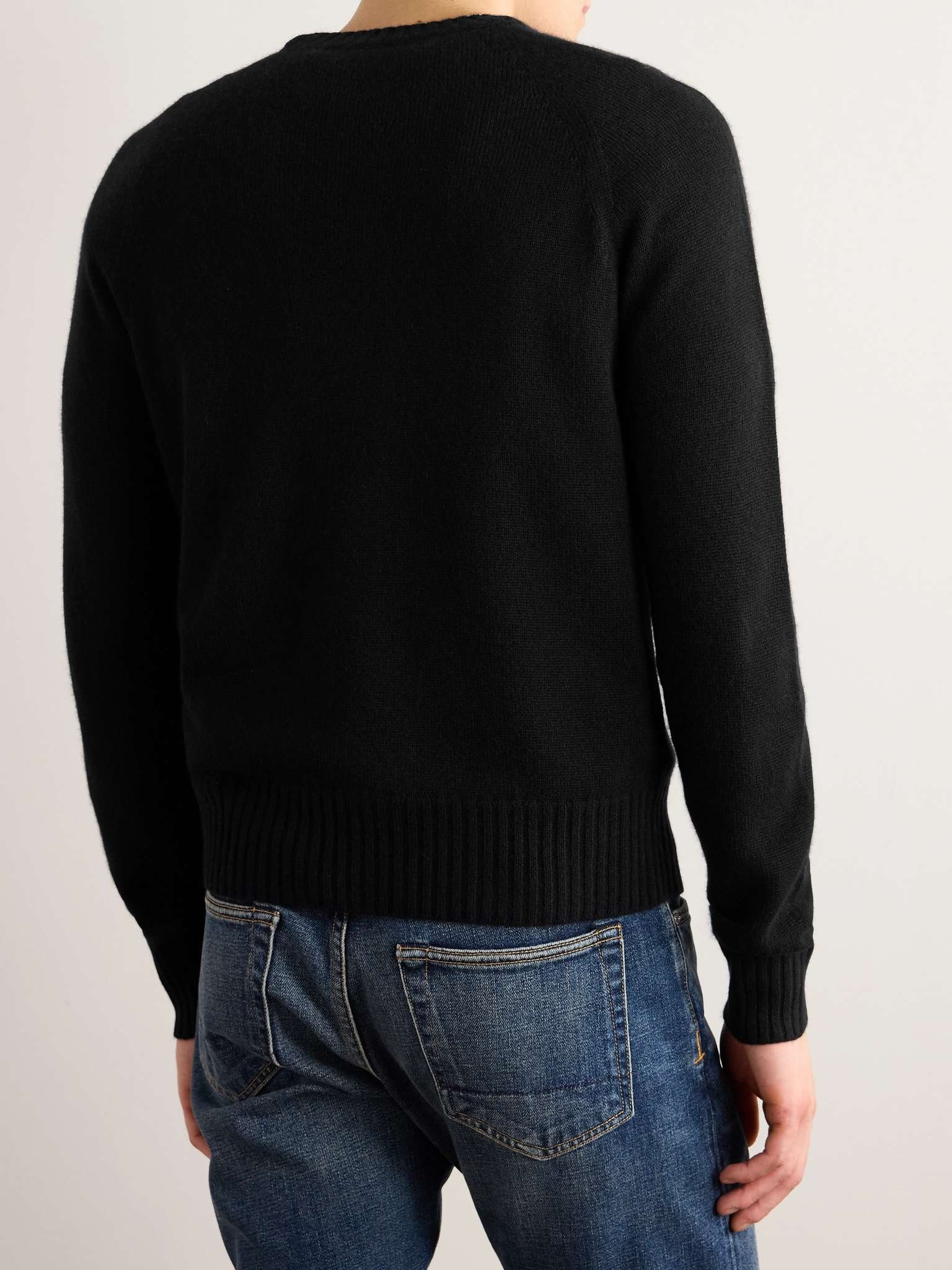 Slim-Fit Logo-Embroidered Brushed-Cashmere Sweater - 3