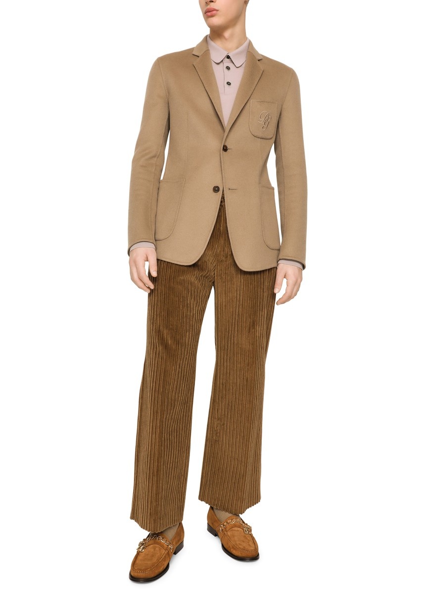 Deconstructed camel hair blazer with embroidery - 5