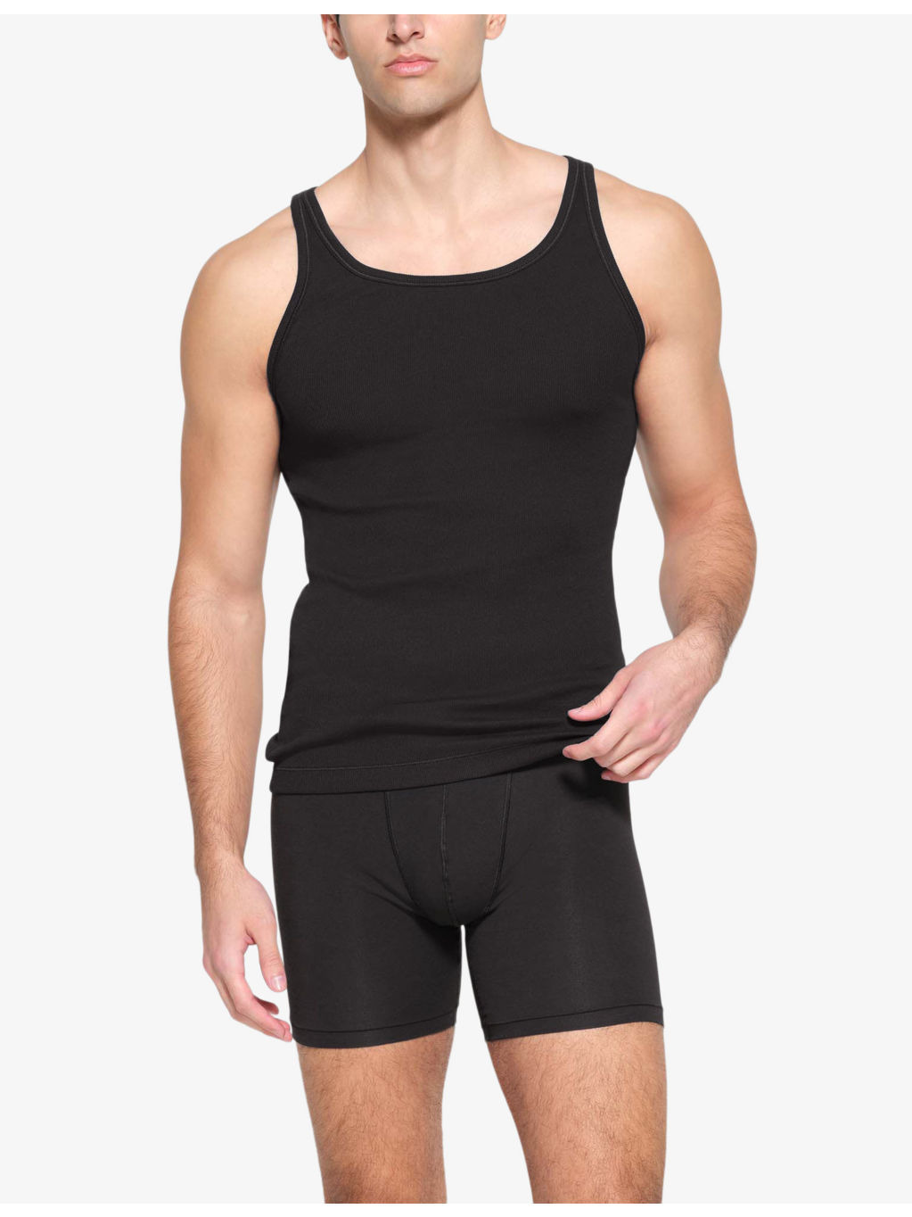 Ribbed slim-fit pack of three stretch-cotton tank tops - 2