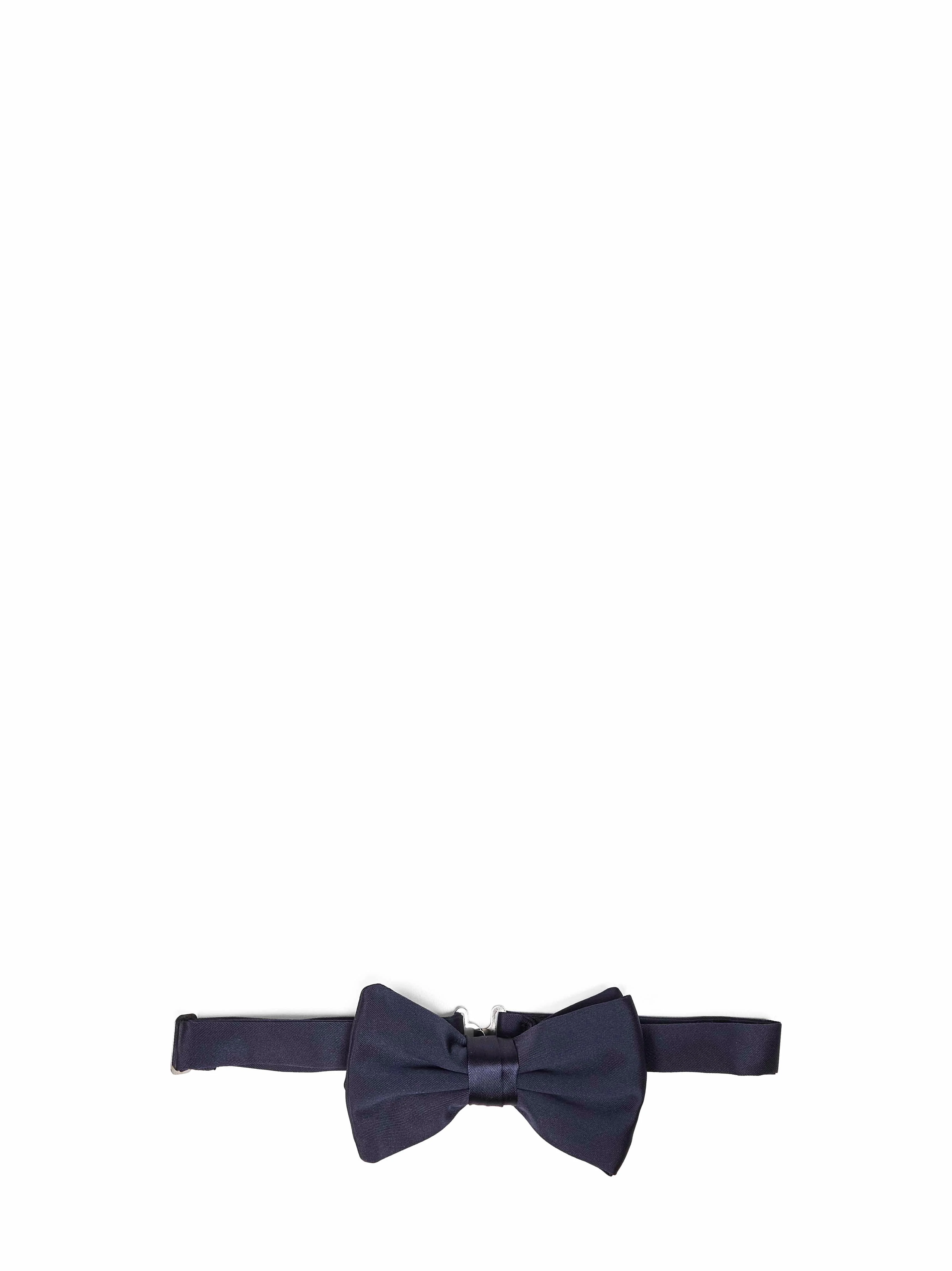 Midnight blue silk twill pre-tied bow tie - 1