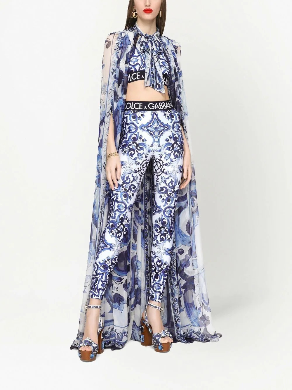 Majolica-print jersey leggings - 2