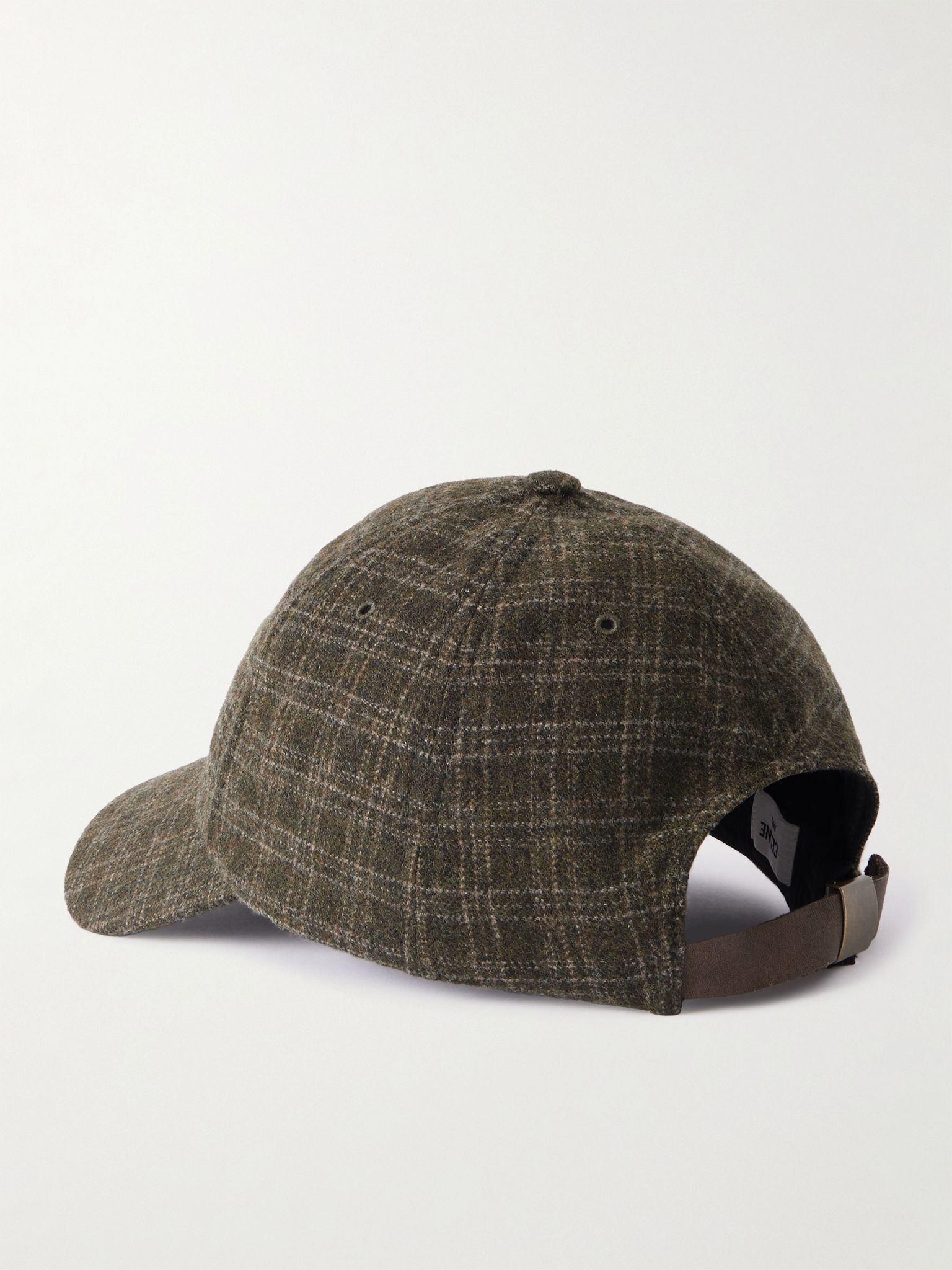 Logo-Appliquéd Checked Wool-Felt Baseball Cap Brown - 3